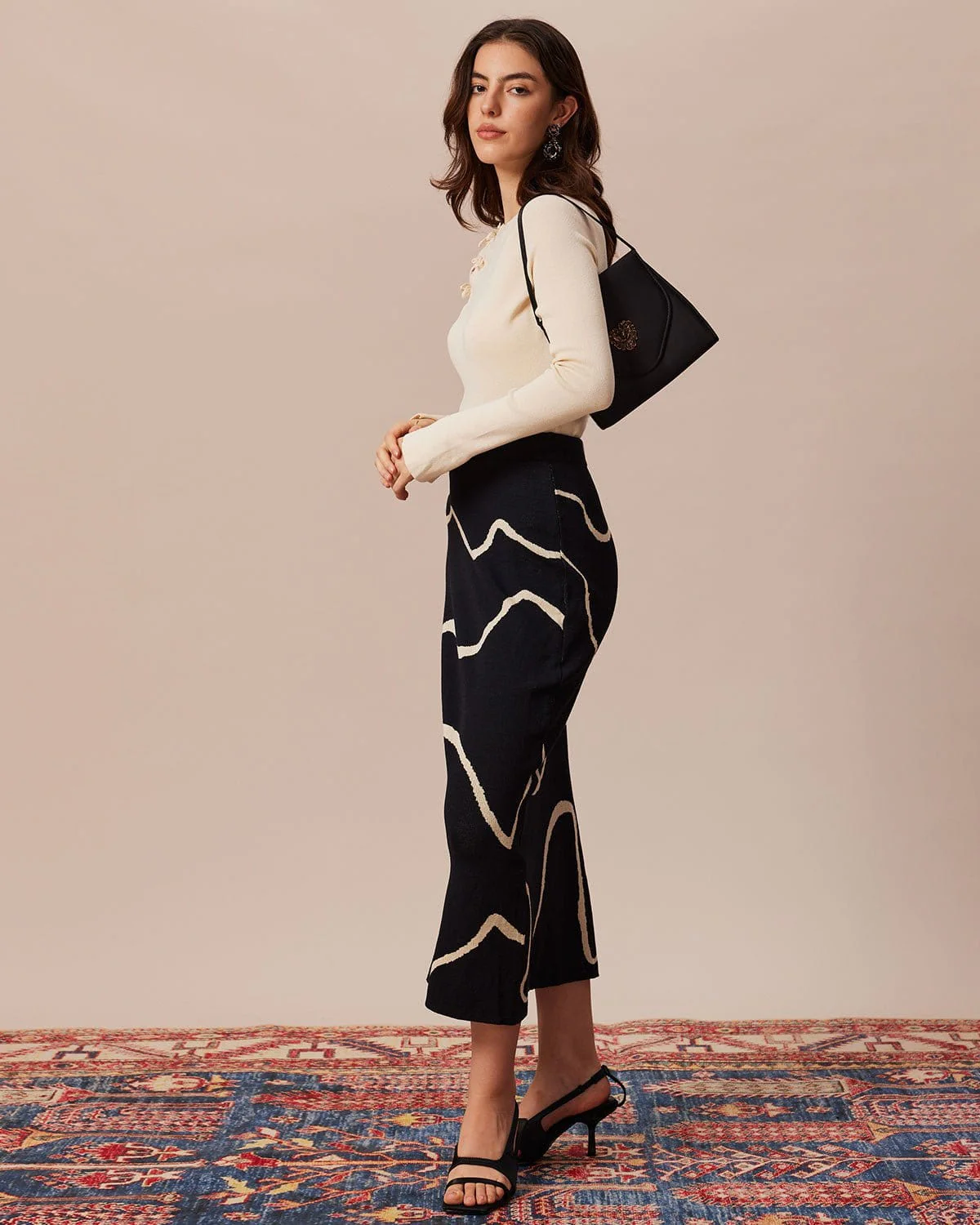 The Beige Ribbed Cut Out Bowknot Knit Top - Image 3