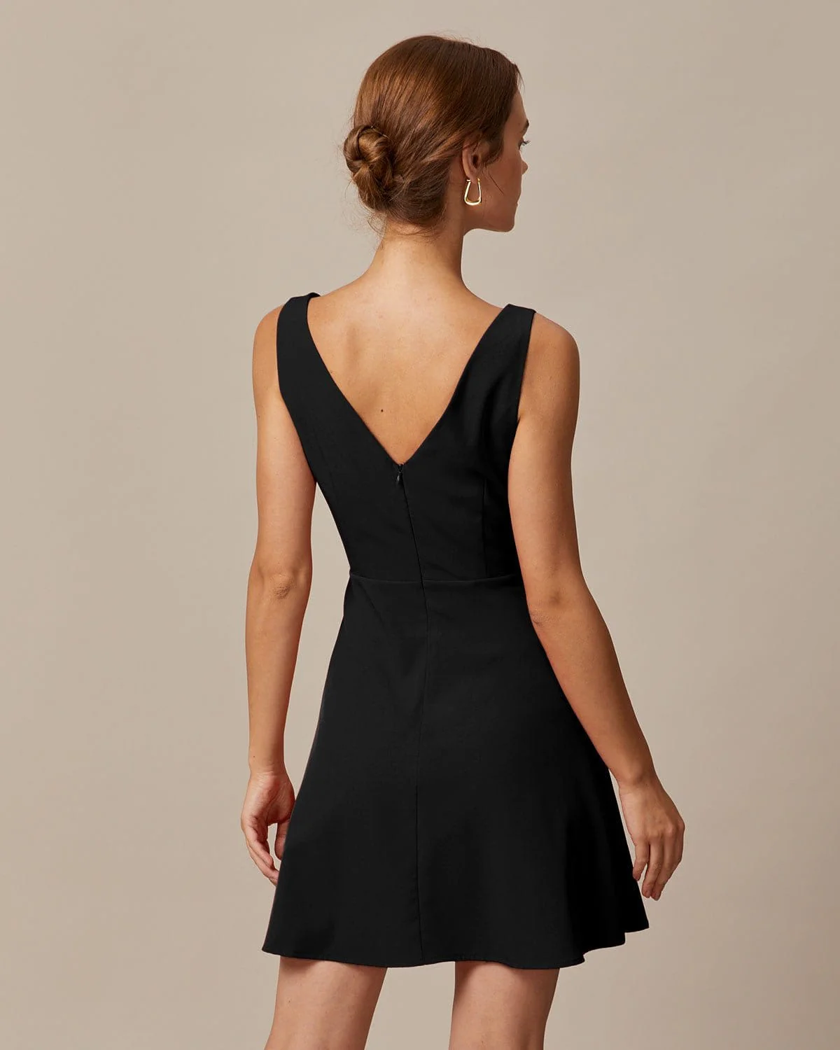 The Black Boat Neck High Waisted Mini Dress - Image 3