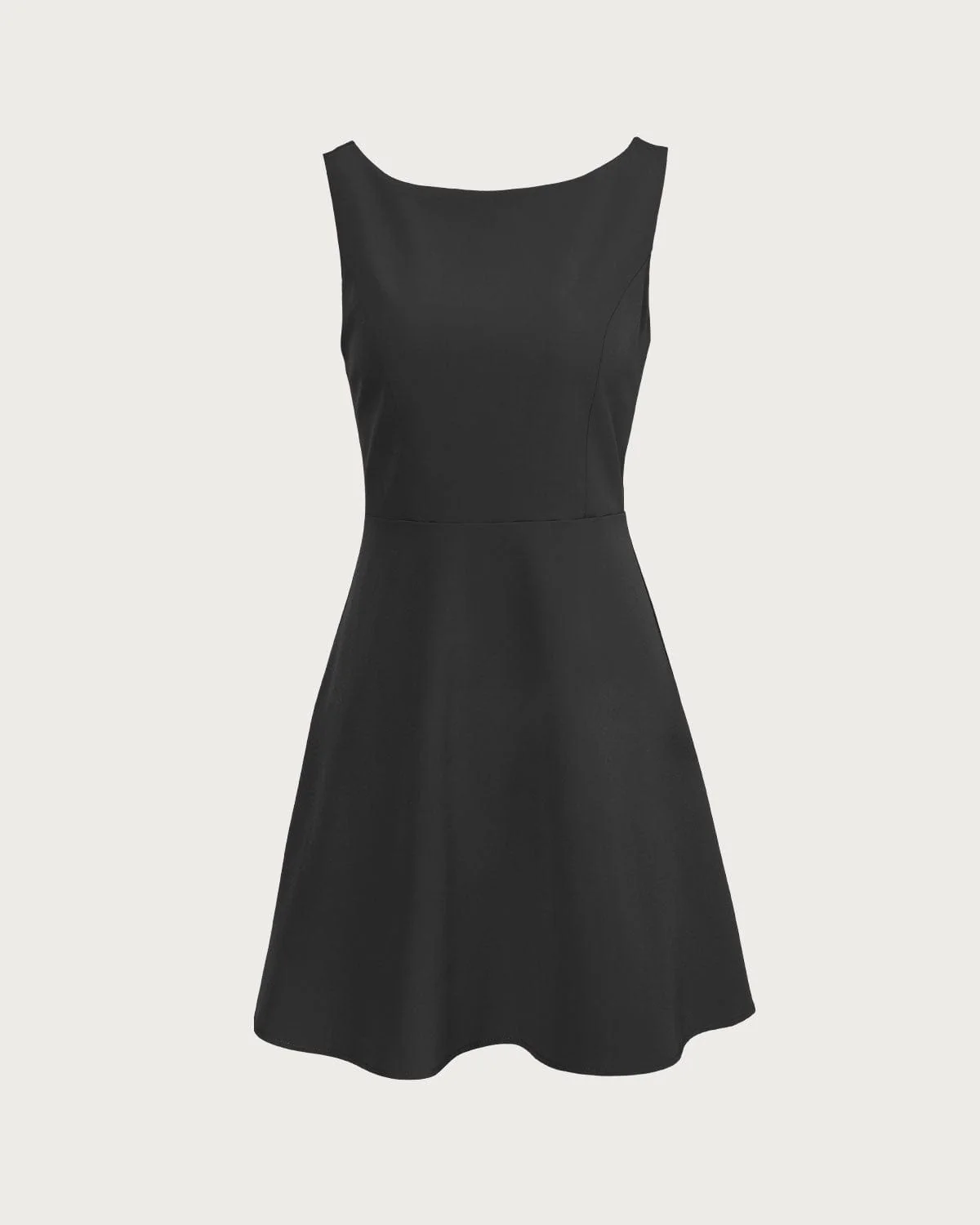 The Black Boat Neck High Waisted Mini Dress - Image 5