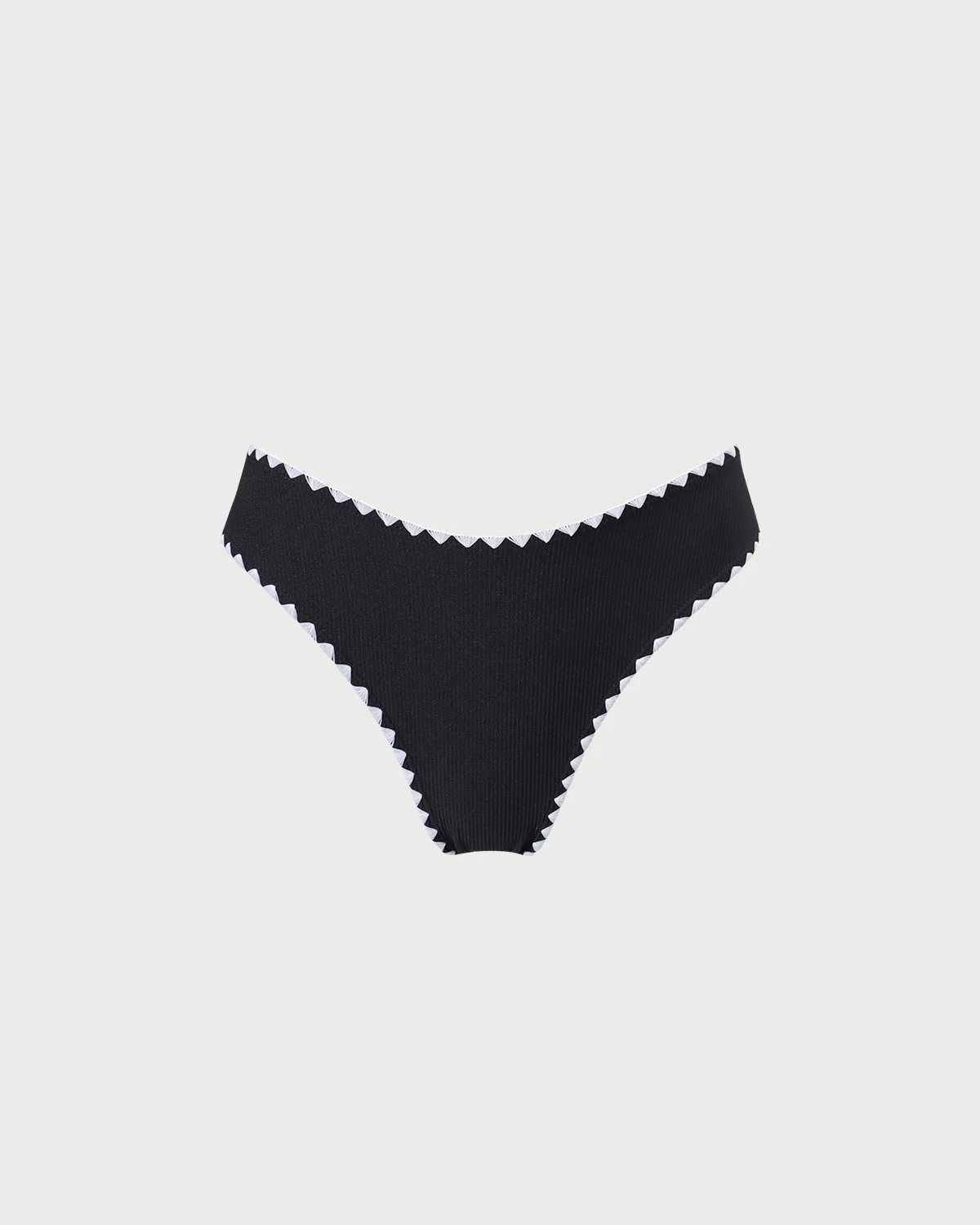 The Black Contrast Ribbed Bikini Bottom - Image 6