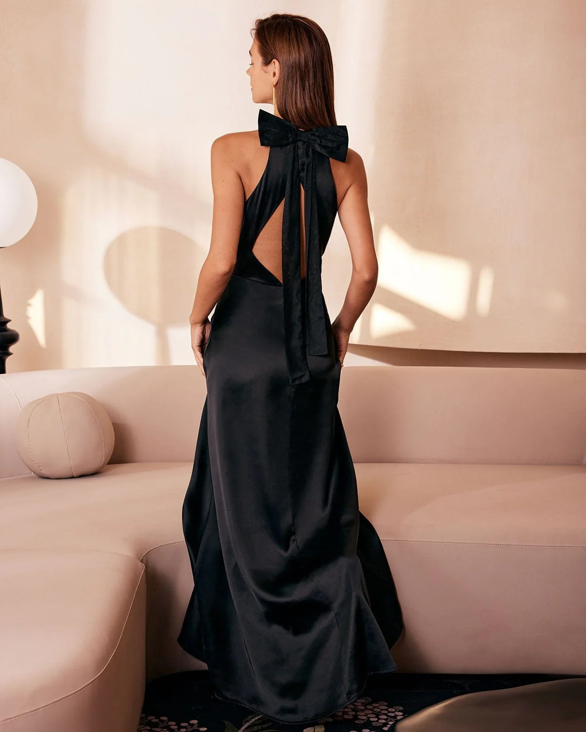 The Black Halter Bowknot Cutout Maxi Dress - Image 7