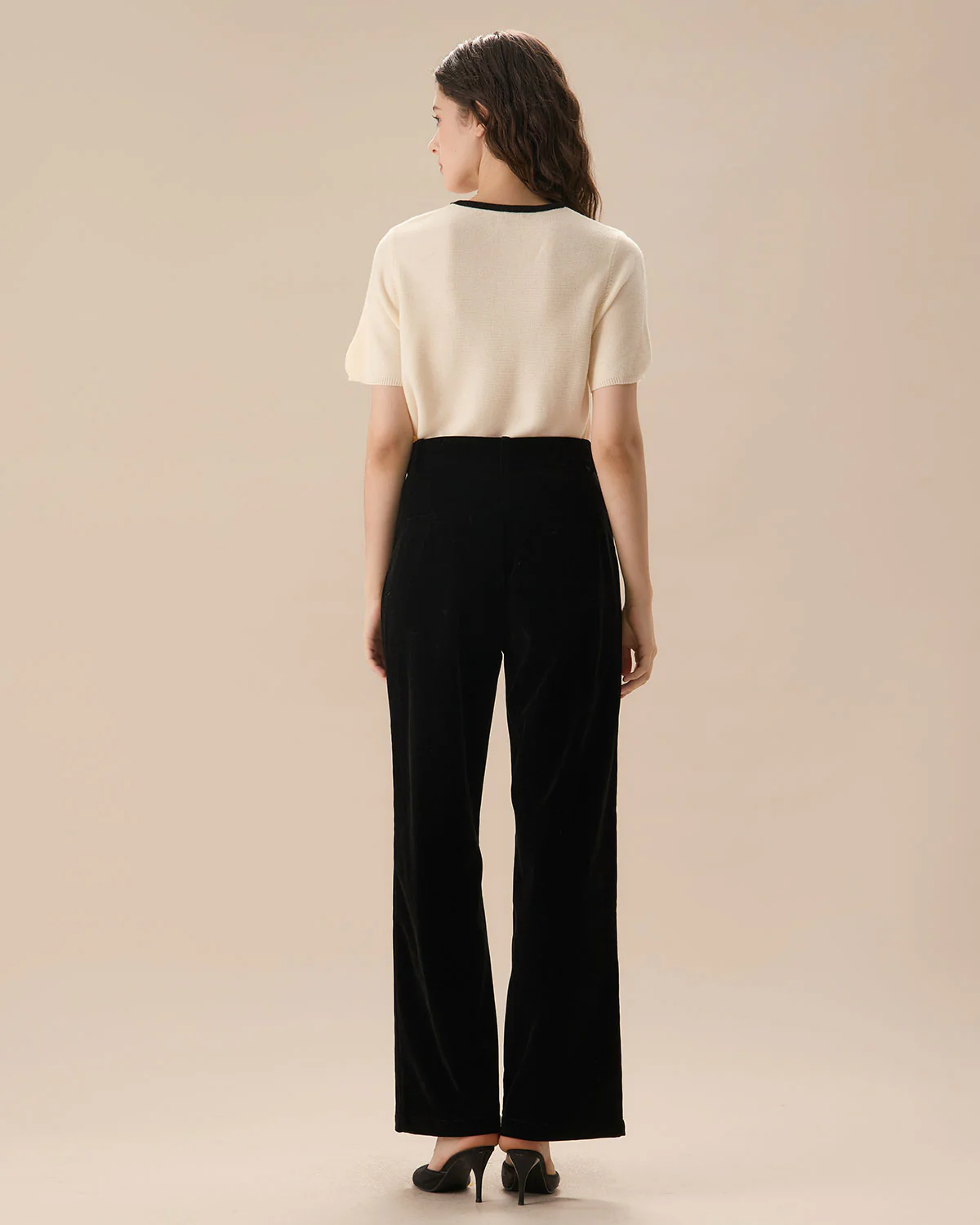 Black High Waisted Pleated Wide Leg Pants - Image 8