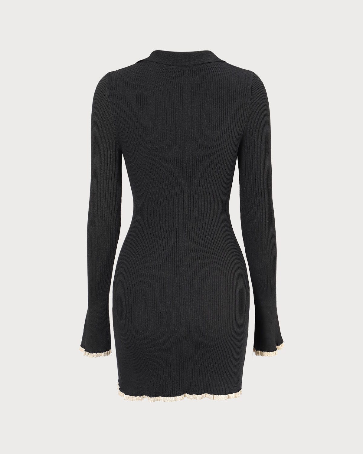 The Black V Neck Contrast Trim Knit Mini Dress - Image 7