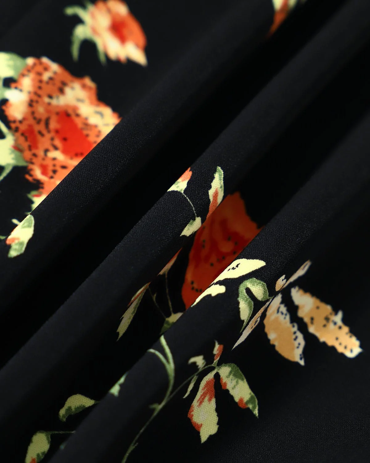 The Black V Neck Floral Short Sleeve Maxi Dress - Image 10