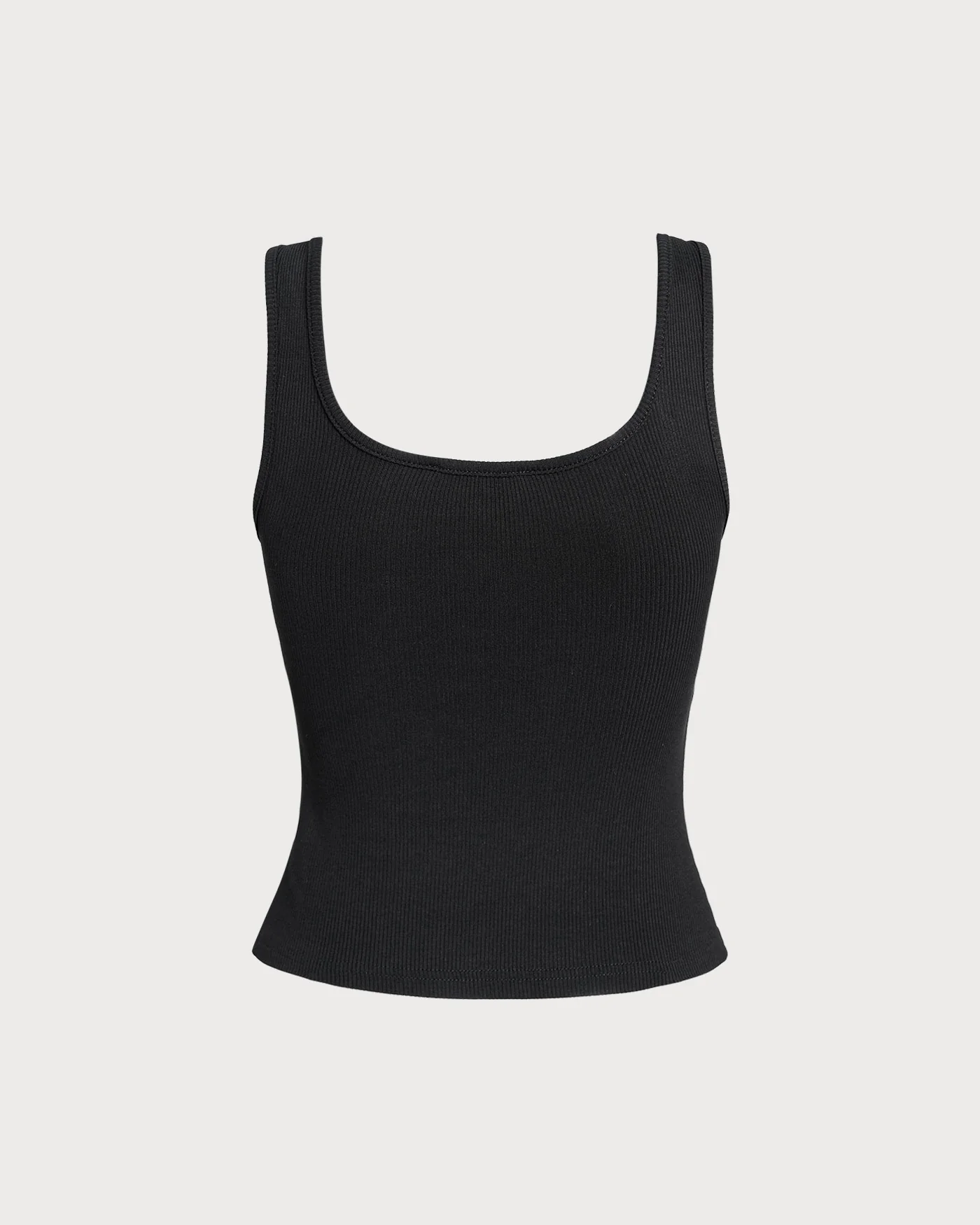 The Black V Neck Ribbed Knit Tank Top - Image 7