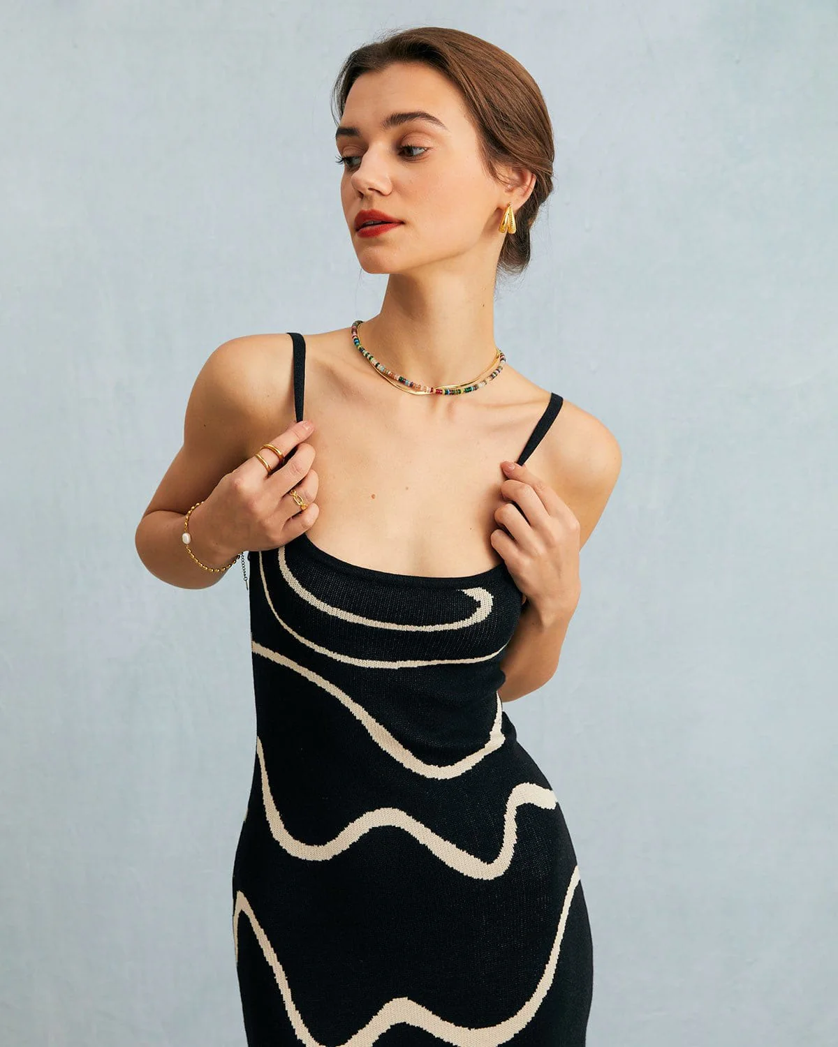 The Black Wave Mermaid Hem Knit Midi Dress - Image 4