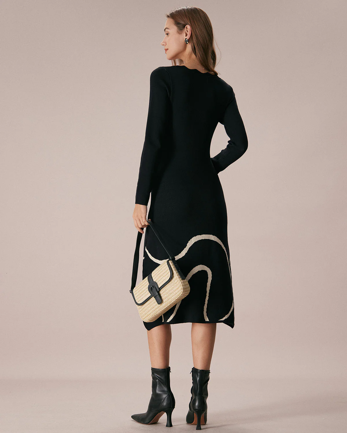 The Black Wave Scalloped Sweater Midi Dress - Image 6