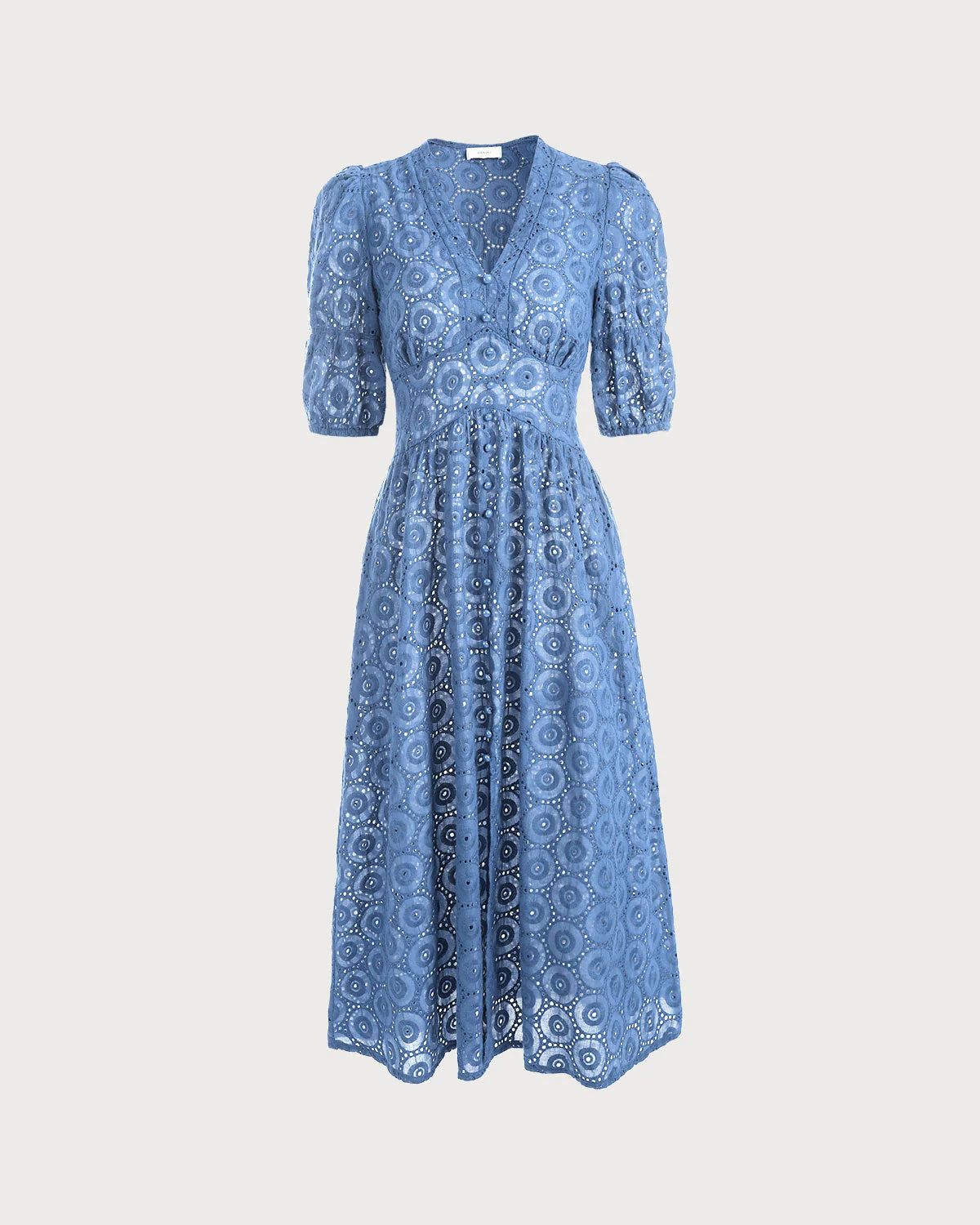 The Blue Puff Sleeve Cutout Slit Maxi Dress - Image 5