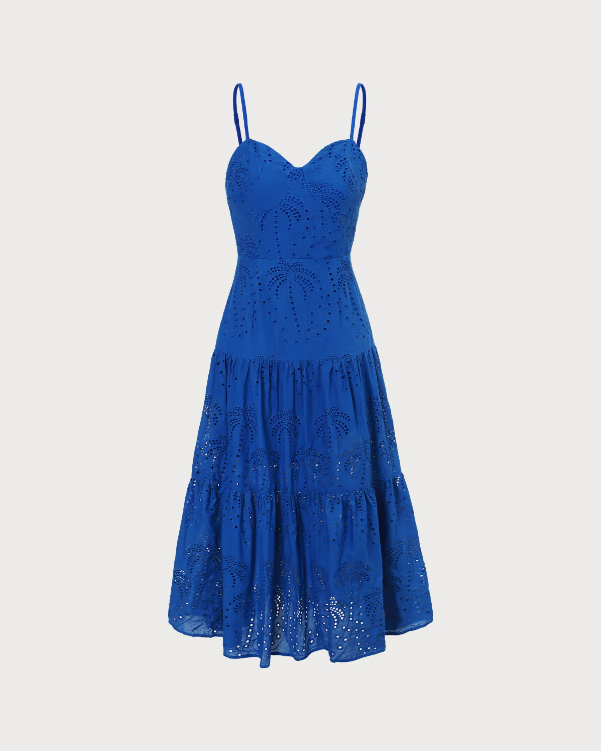 The Blue Sweetheart Neck Embroidery Slip Midi Dress - Image 6