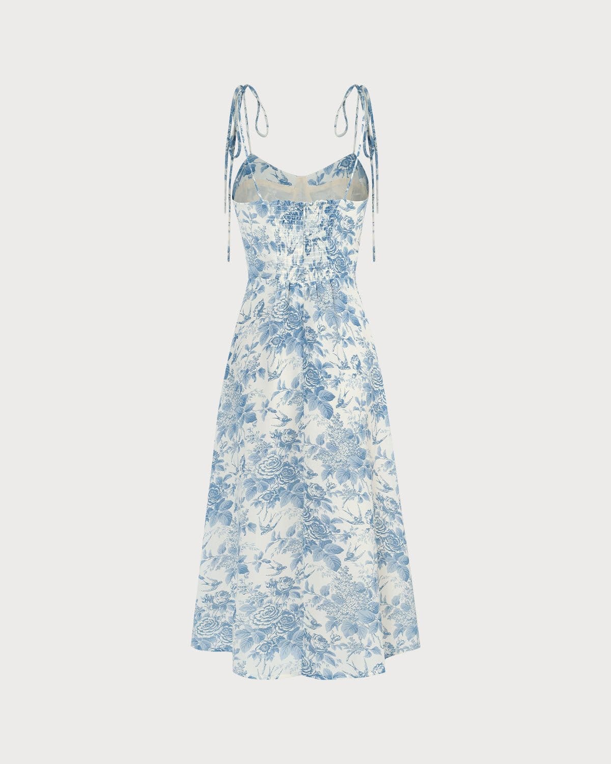 The Blue Sweetheart Neck Shirred Midi Dress - Image 6