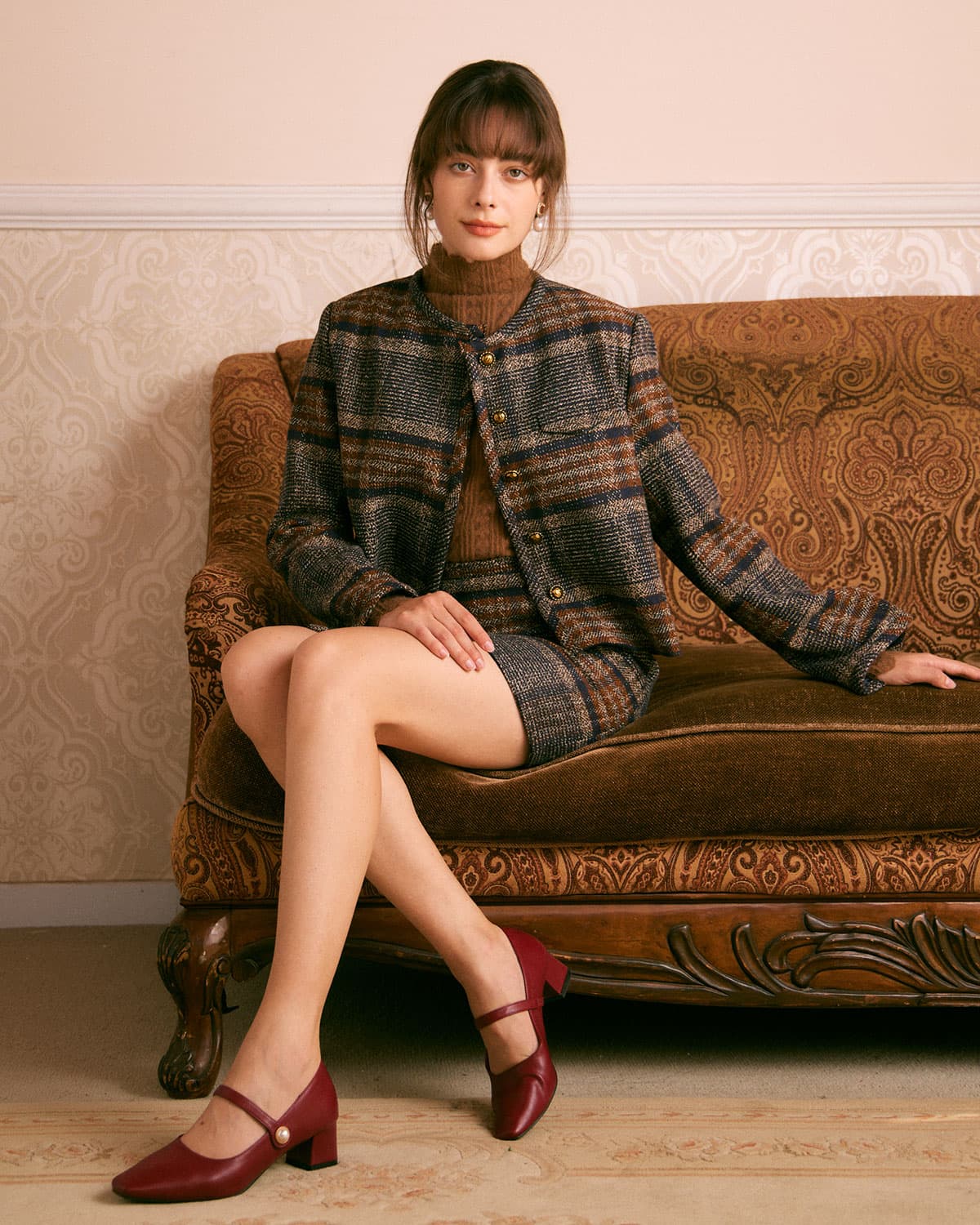The Brown Natural Waisted Striped Mini Skirt - Image 5