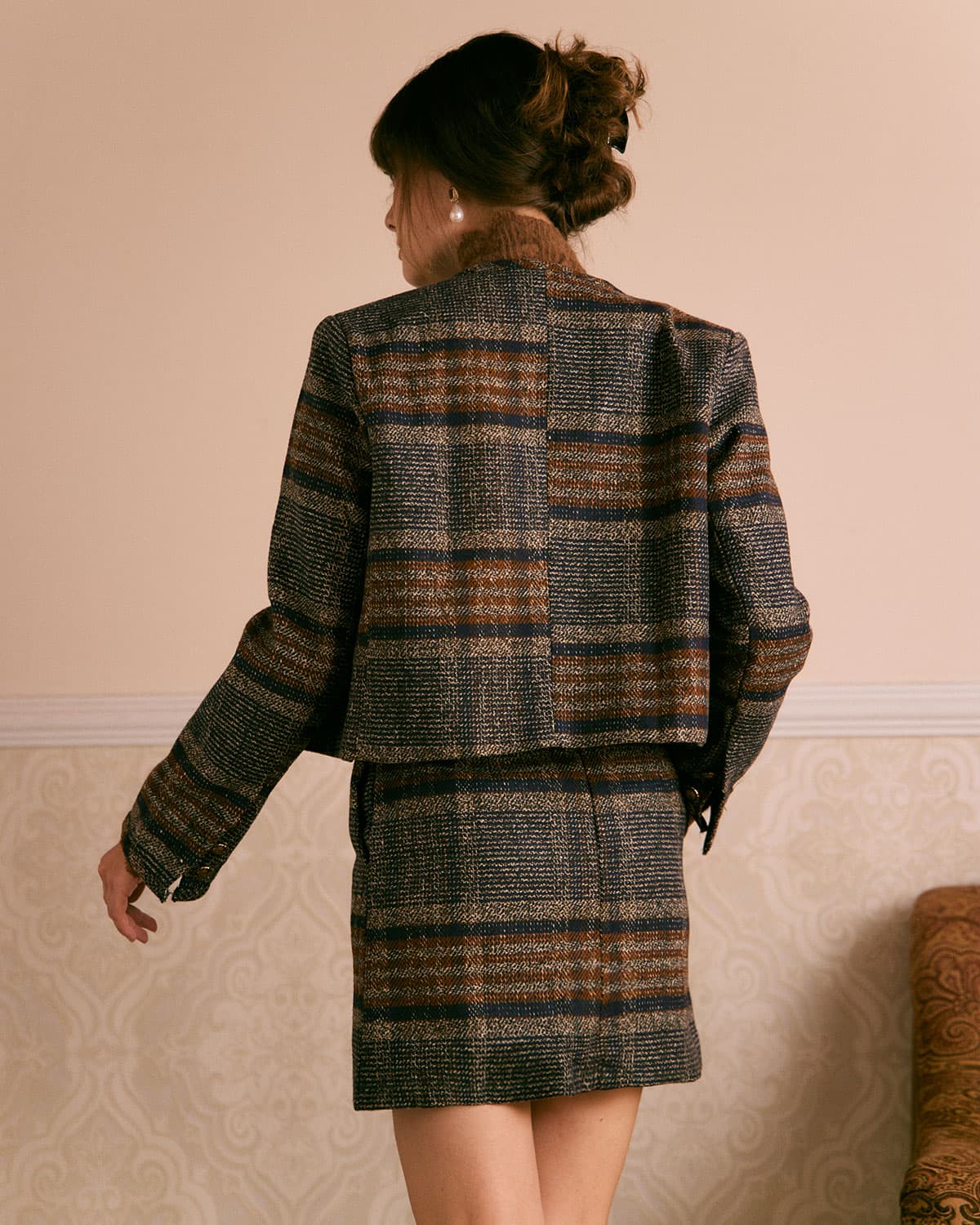 The Brown Natural Waisted Striped Mini Skirt - Image 6