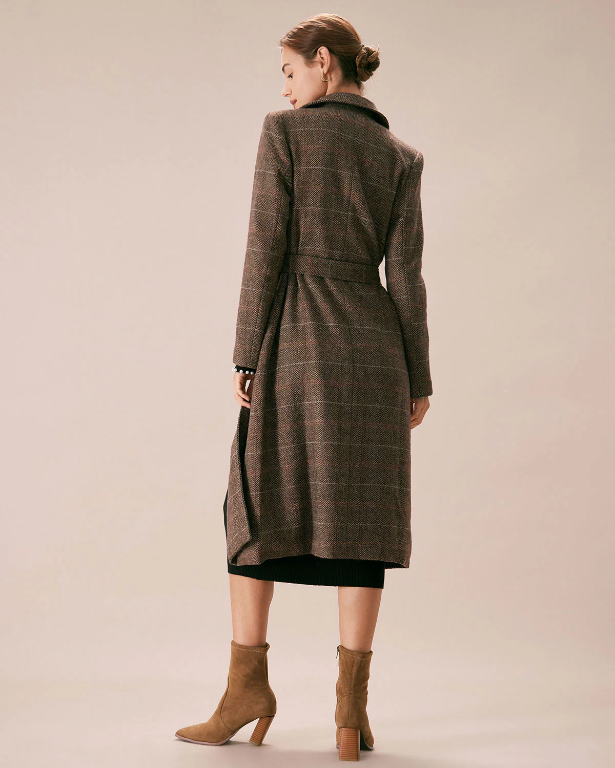 The Coffee Lapel Belted Double Breasted Coat - Image 6
