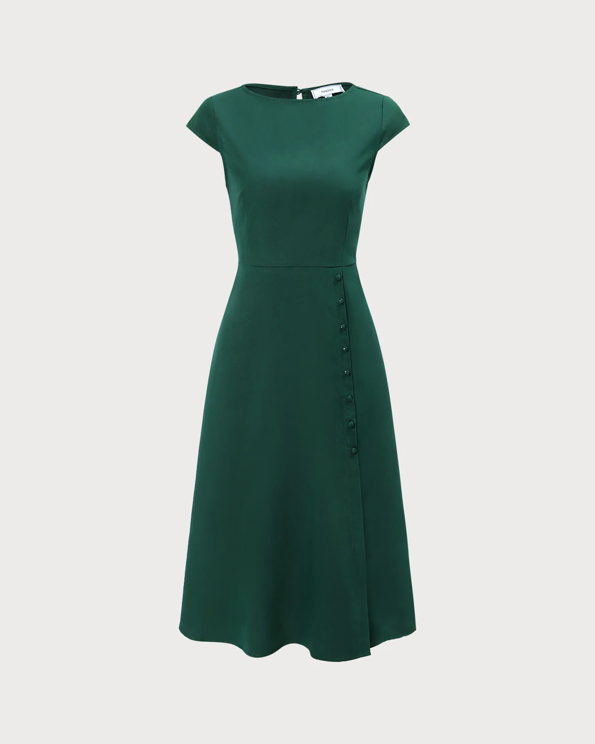 The Green Boat Neck Cutout Back Midi Dress - Image 7