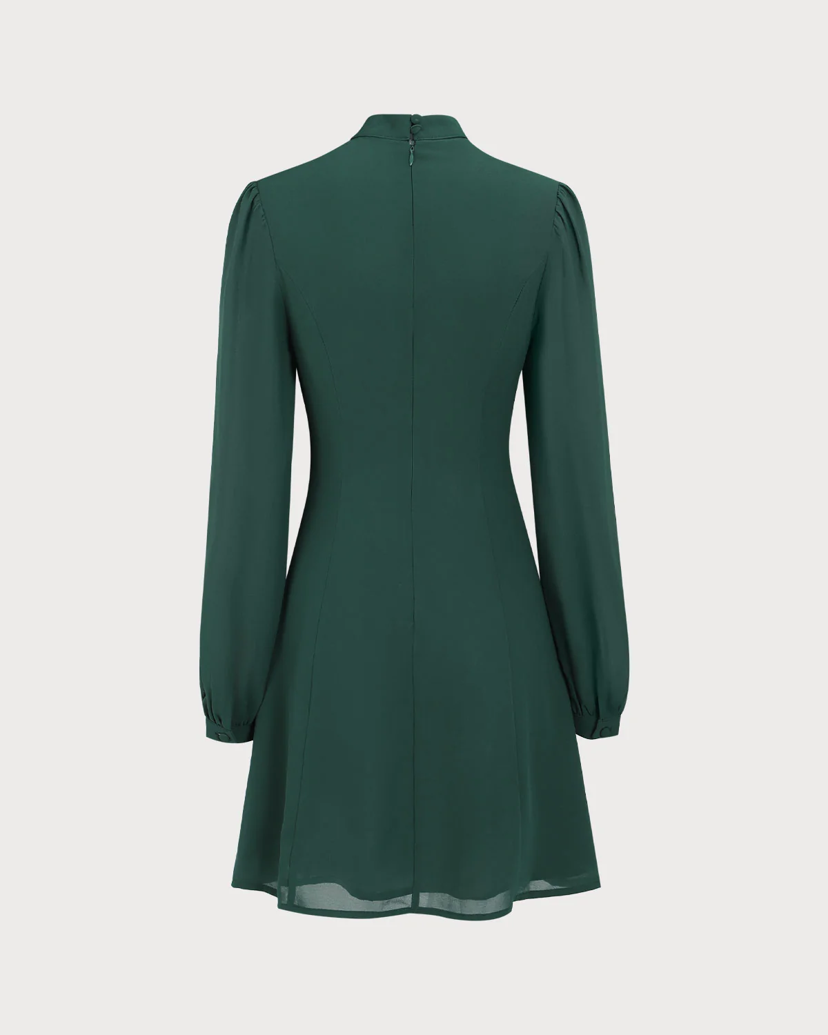 The Green Stand Collar Sheer Slit Mini Dress - Image 10