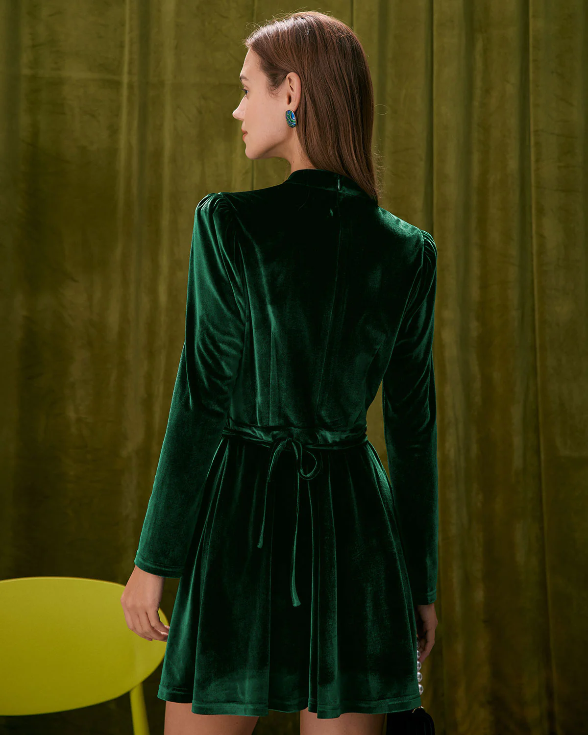 The Green Stand Cut Out Velvet Mini Dress - Image 5