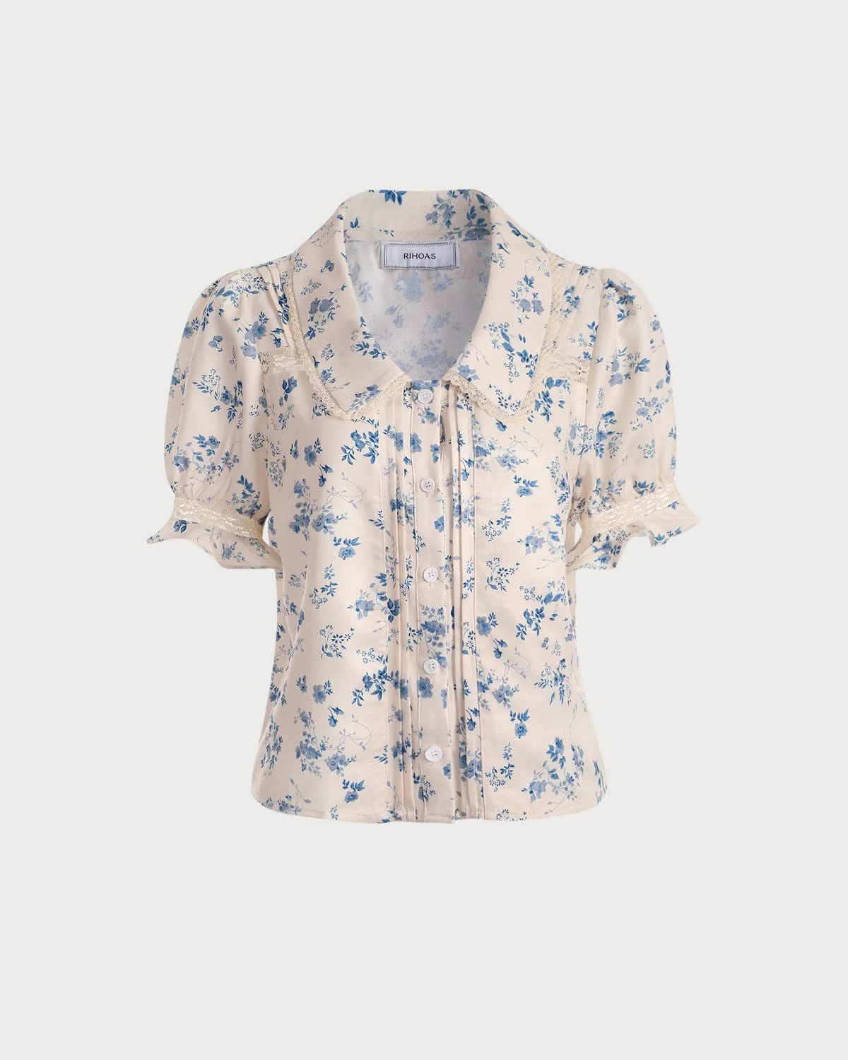 The Lace Spliced Pleated Floral Shirt - Image 6