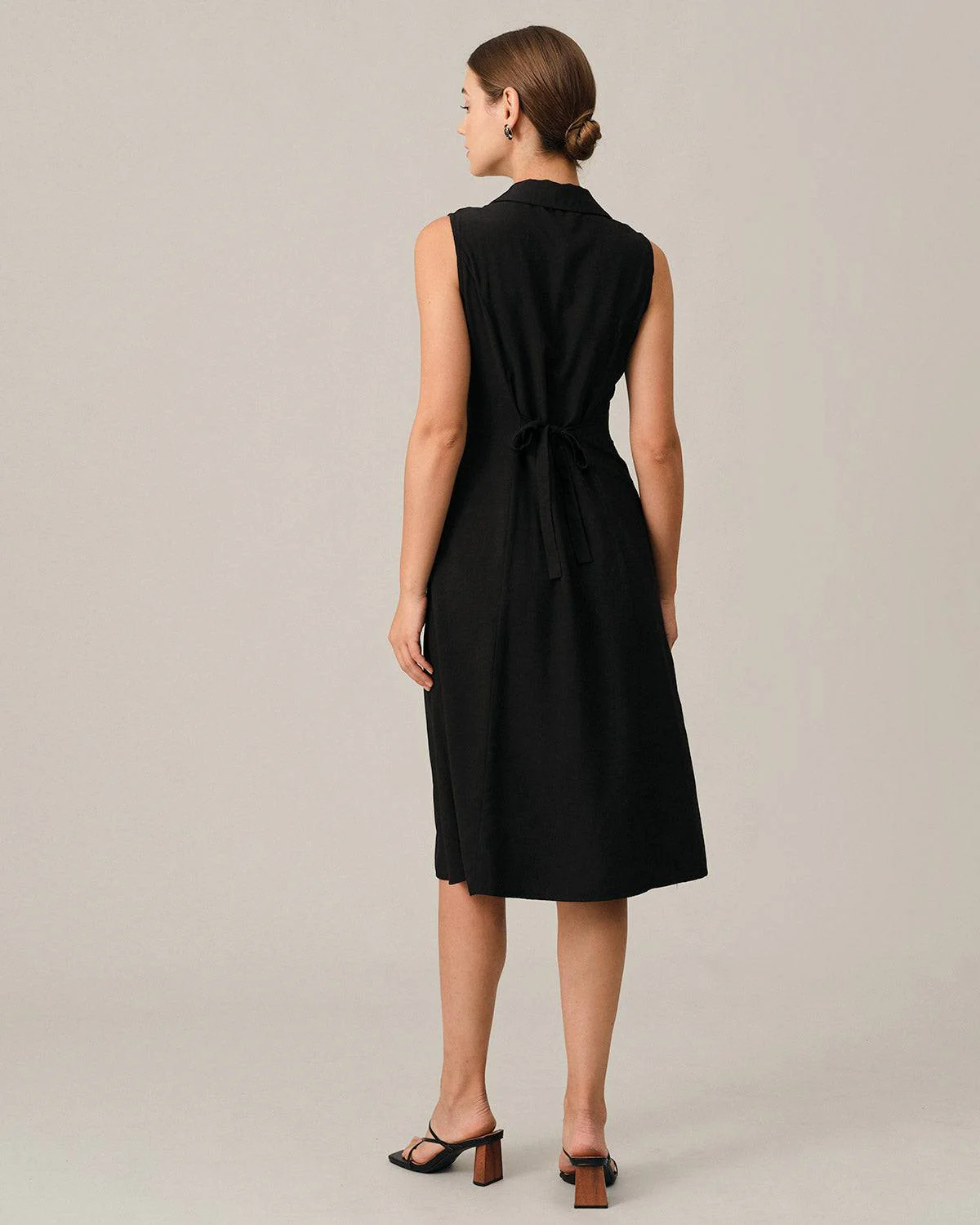 The Black V-Neck Tunic Midi Dress - Image 4