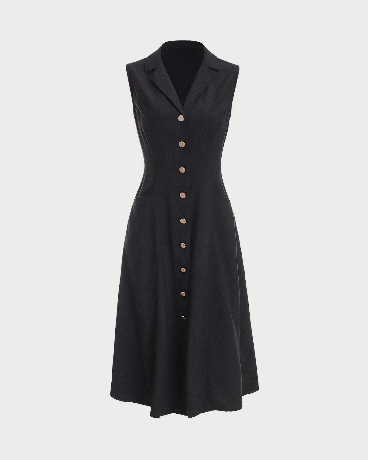 The Black V-Neck Tunic Midi Dress - Image 5