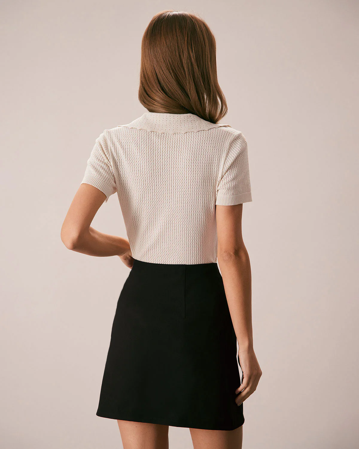 The Nude V Neck Button Pointelle Knit Tee - Image 5