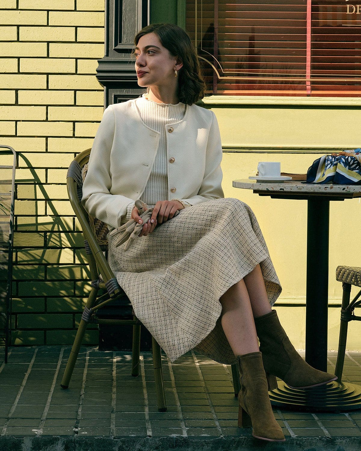 The Pearl Button High Waisted Tweed Skirt - Image 6