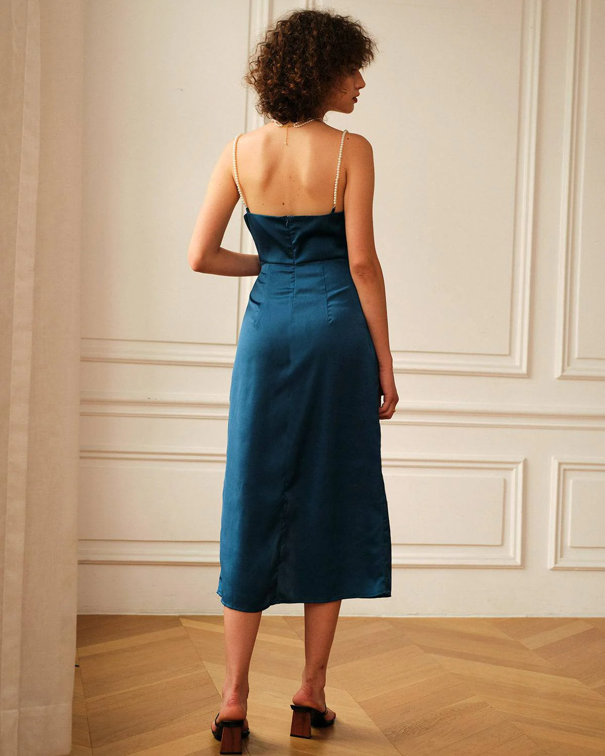 The Pearl Strap Side Slit Midi Dress - Image 5