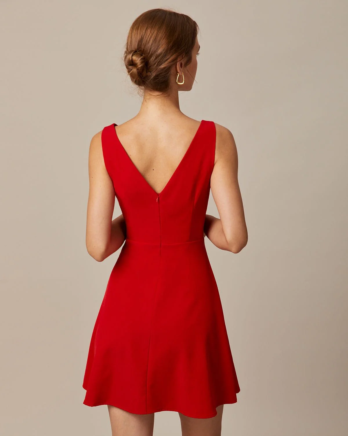 The Red Boat Neck High Waisted Mini Dress - Image 5