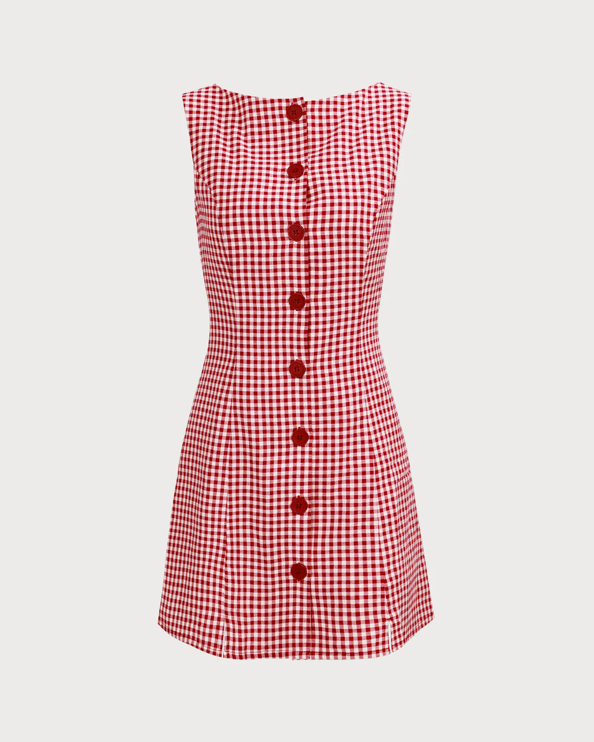 The Red Boat Neck Plaid Mini Dress - Image 6