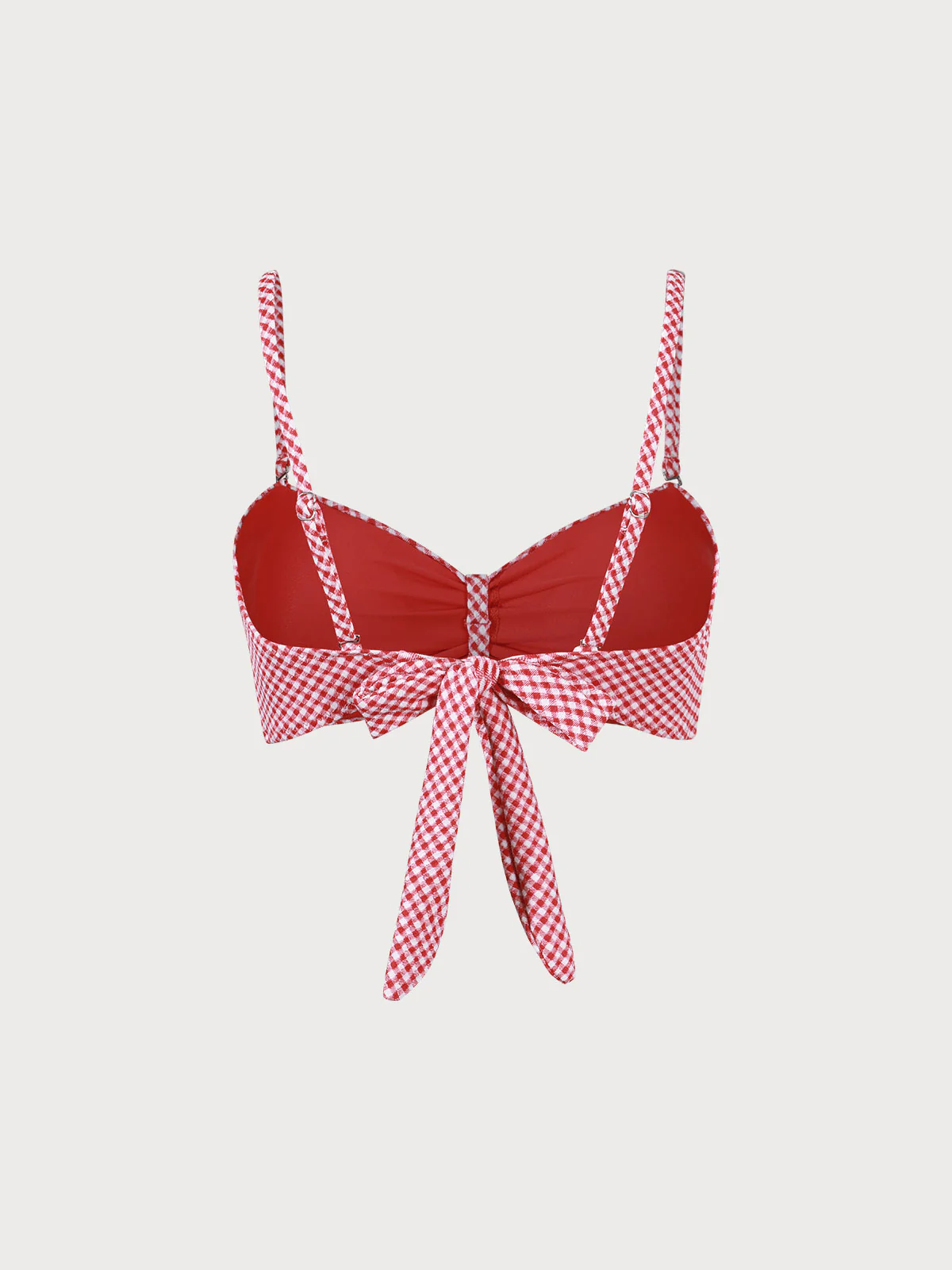 The Red Plaid Ruched Bikini Top - Image 9