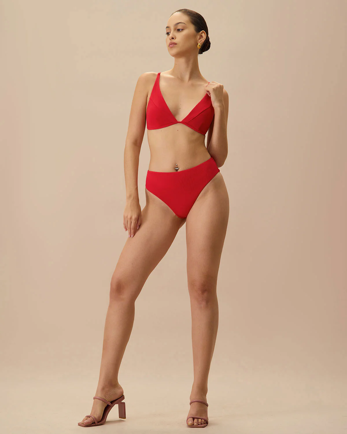 The Red Ribbed Bikini Bottom - Image 4