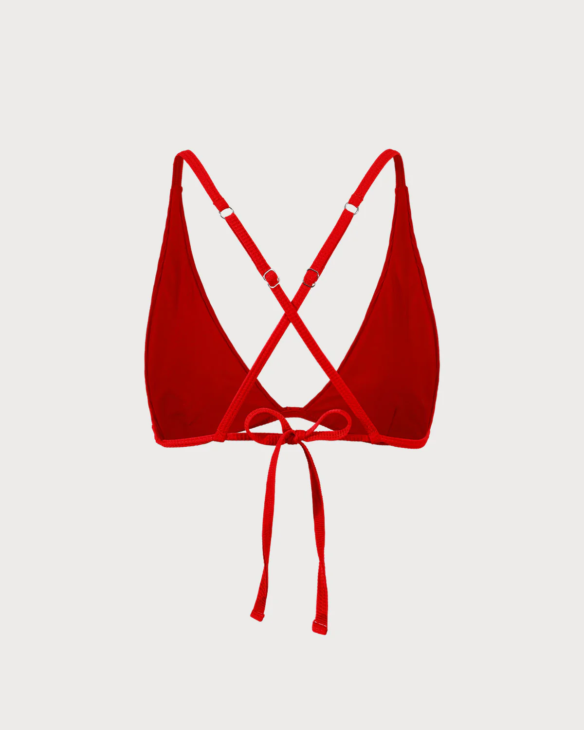 The Red Ribbed Cross Back Bikini Top - Image 8