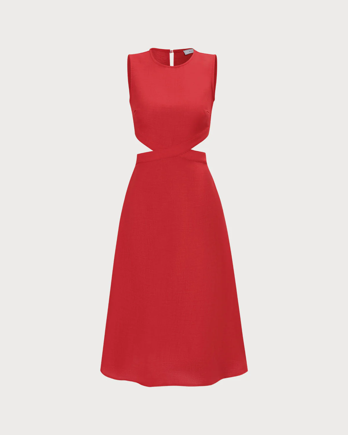 The Red Round Neck Cut-Out Midi Dress - Image 6