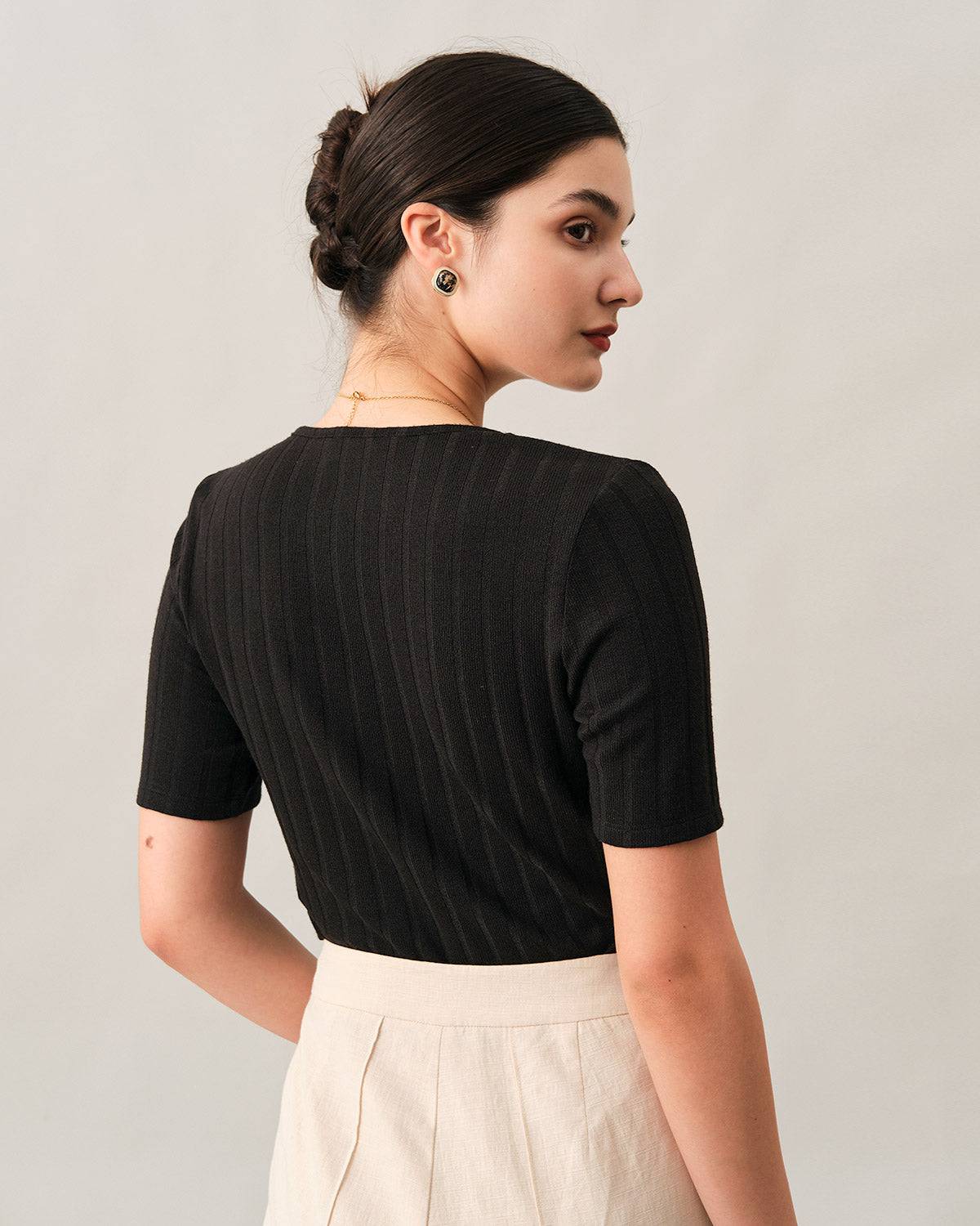 The Ribbed Lace Trim Tee - Image 7