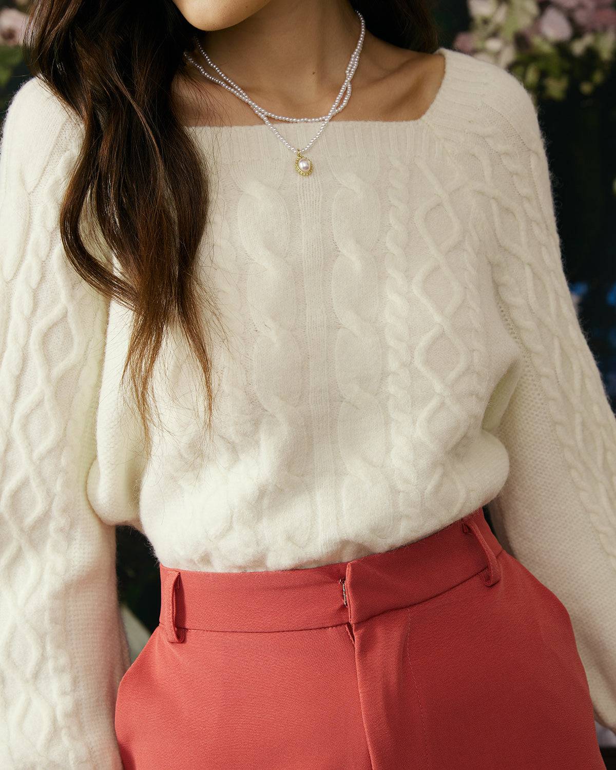 The Romance Cable Knit Crew Sweater - Image 2