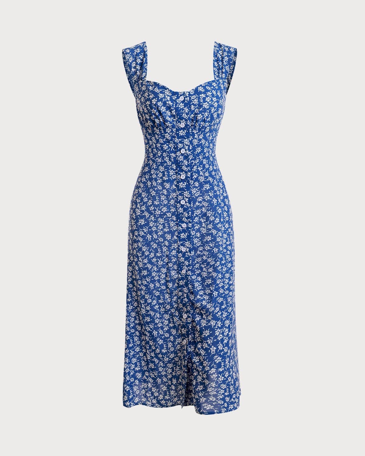The Single-breasted Floral Midi Dress - Image 8