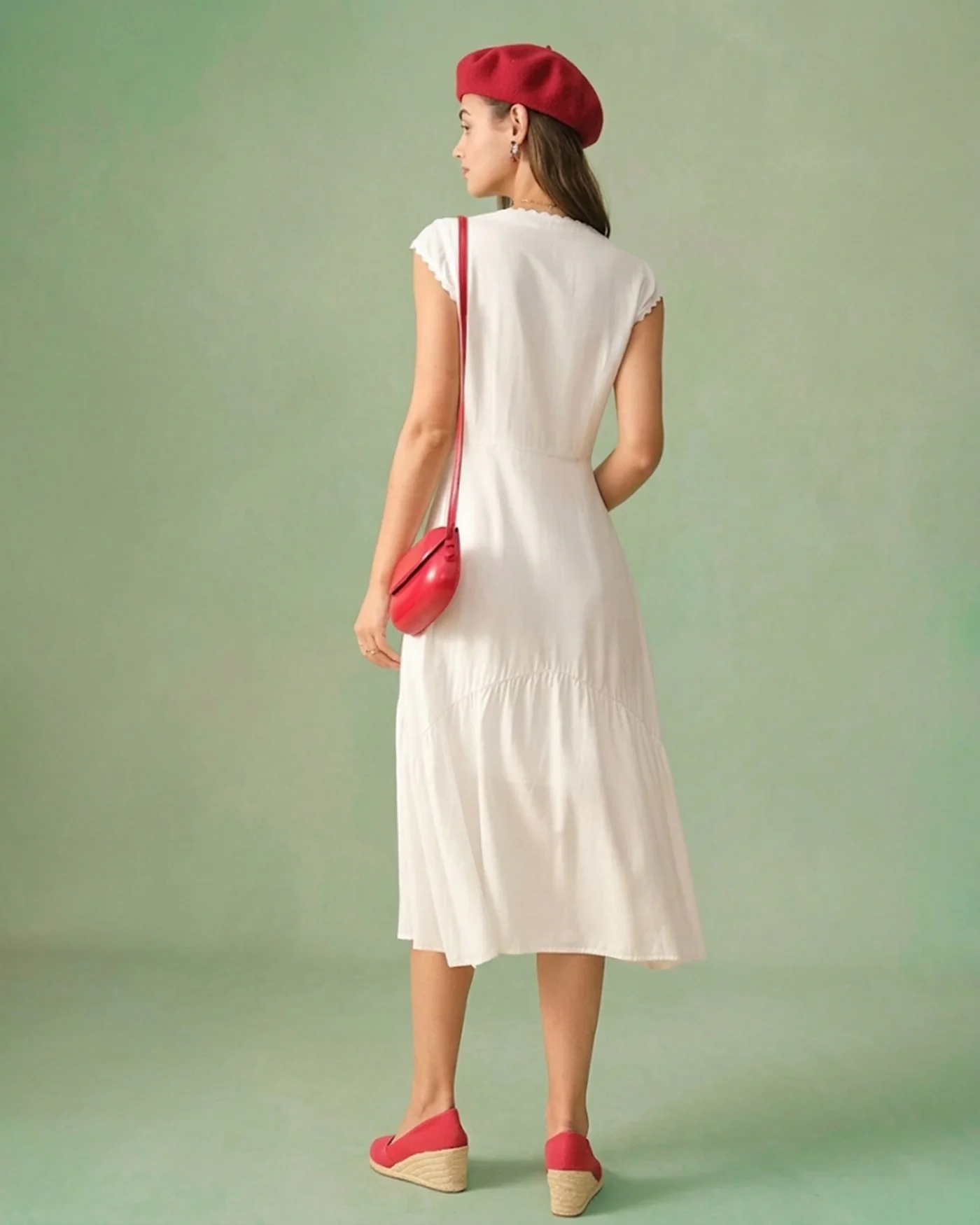 The Solid Color Lapel Midi Dress - Image 7