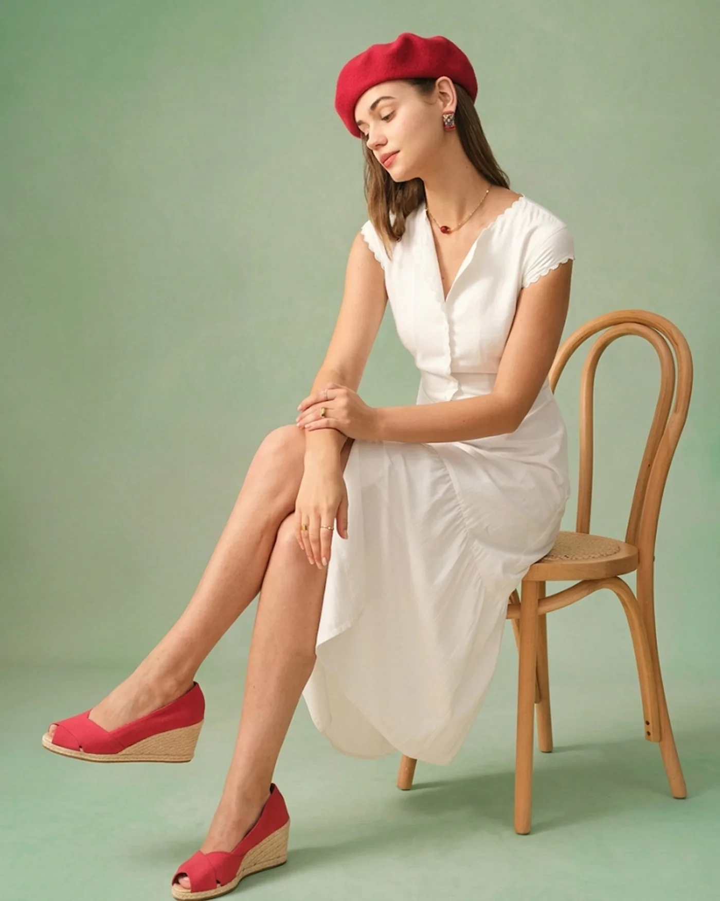 The Solid Color Lapel Midi Dress - Image 8