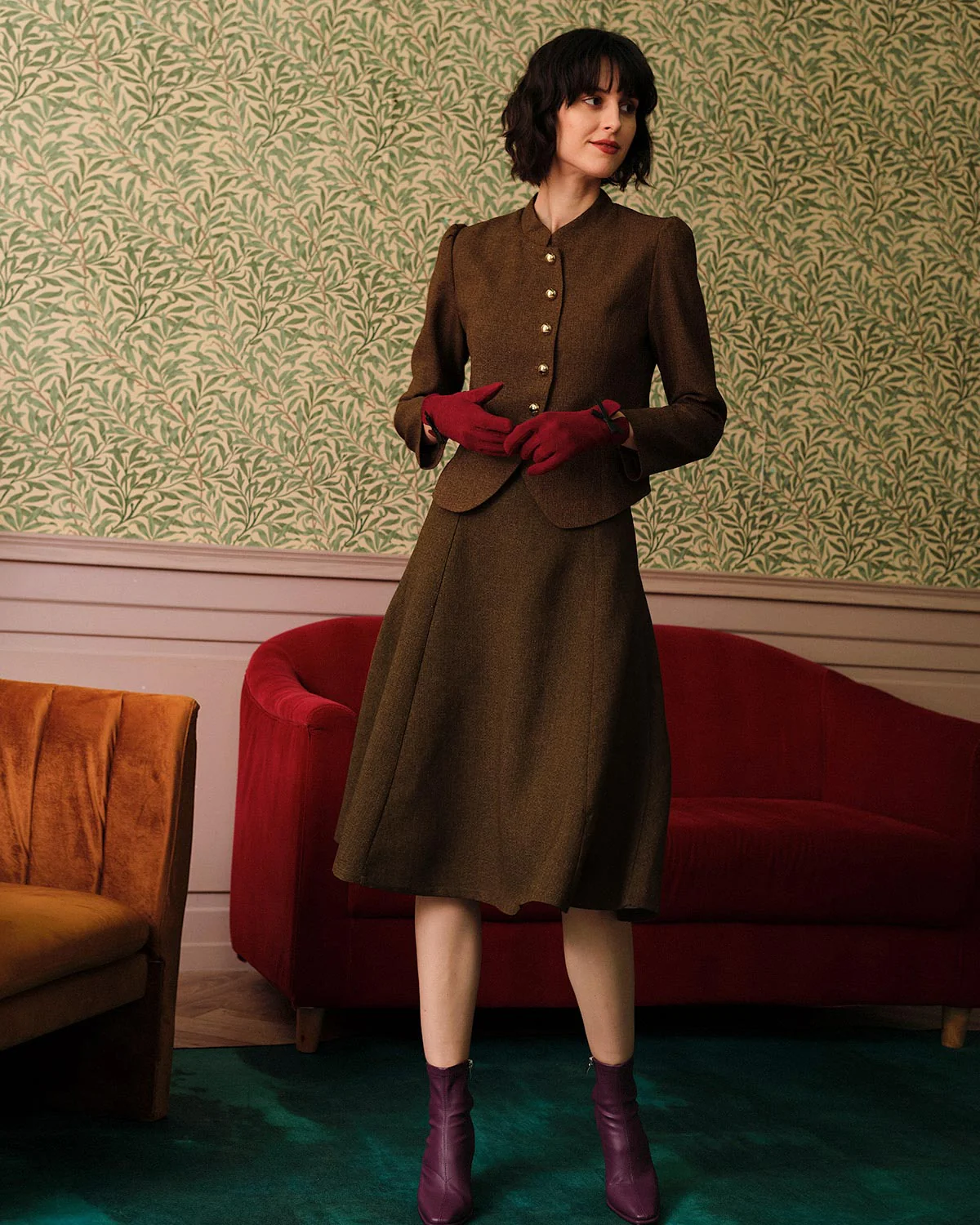 The Solid High Waisted Tweed Skirt - Image 5