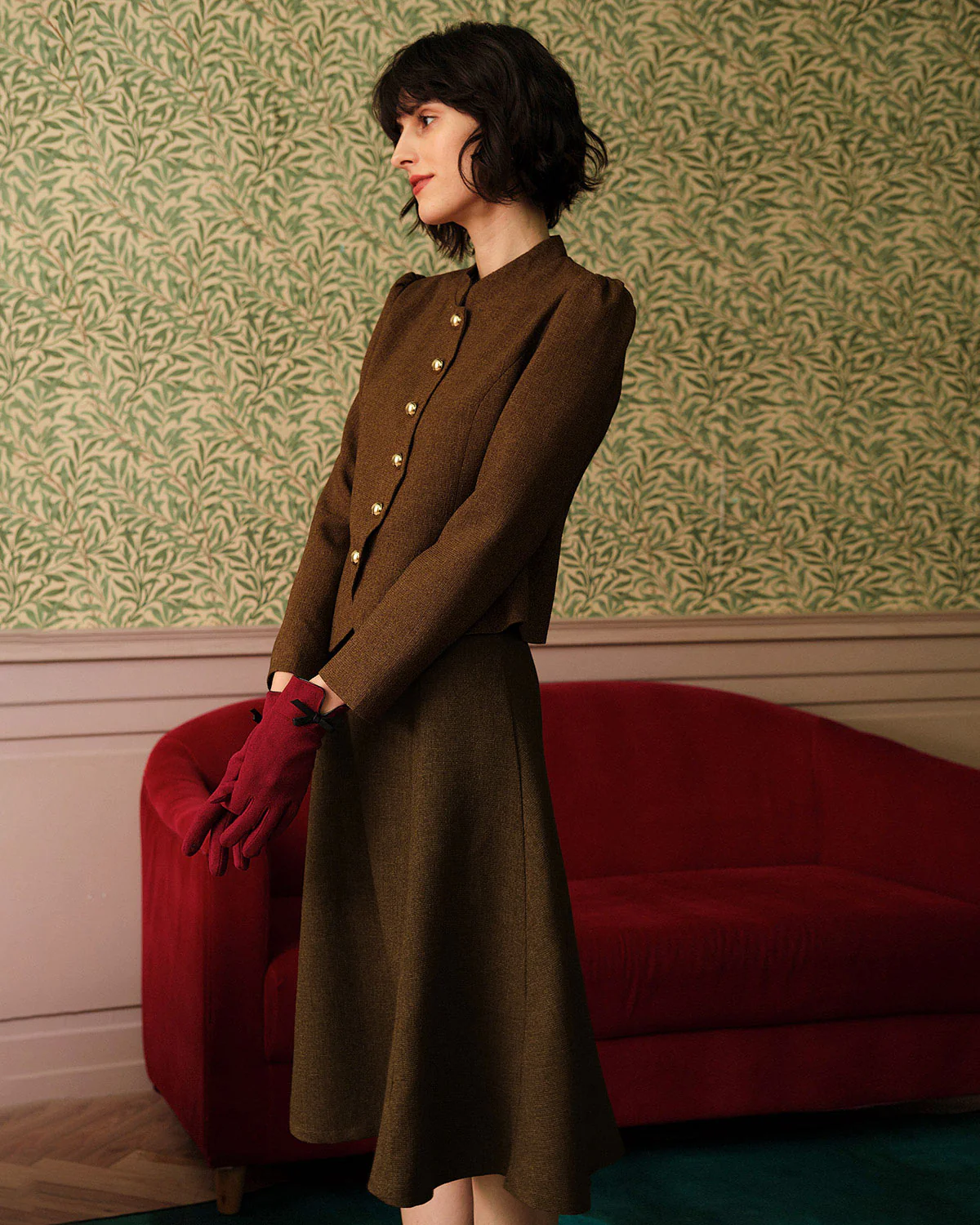 The Solid Retro Single-breasted Tweed Jacket - Image 5