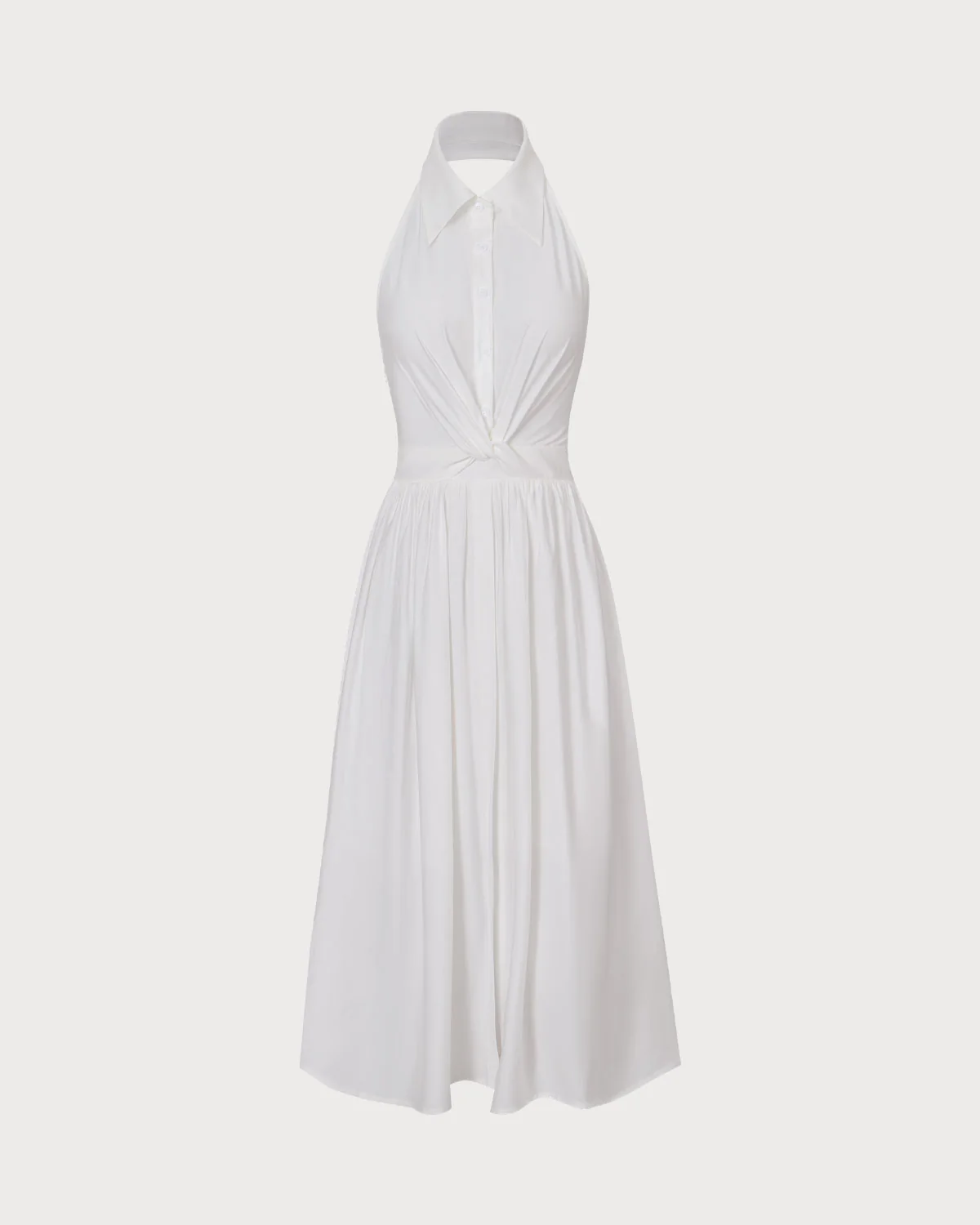 The White Collared Twist Backless Midi Dress - Image 6