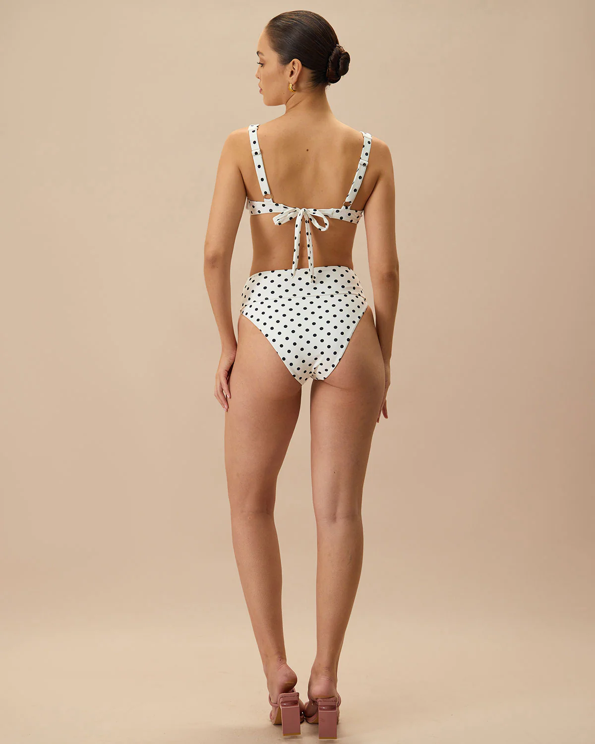 The White Polka Dot High Waist Bikini Bottom - Image 5