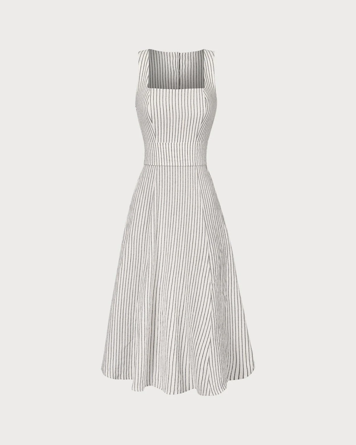 The White Square Neck Striped Midi Dress - Image 8