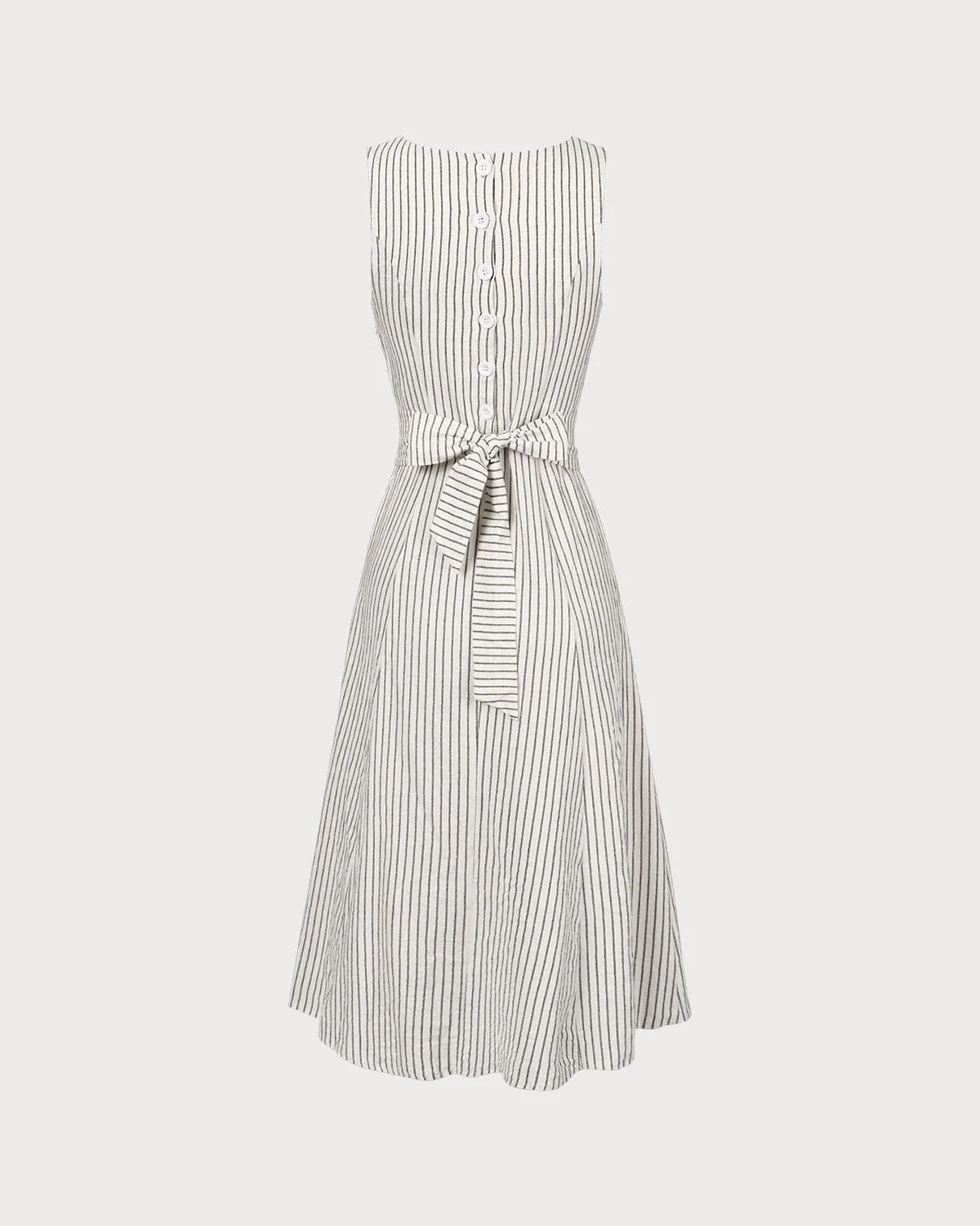 The White Square Neck Striped Midi Dress - Image 9