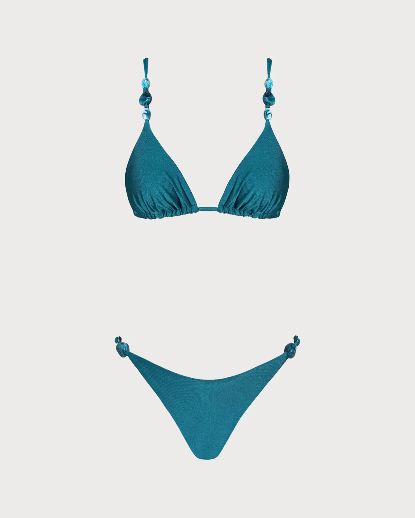 Turquoise Ruched Triangle Bikini Set - Image 2