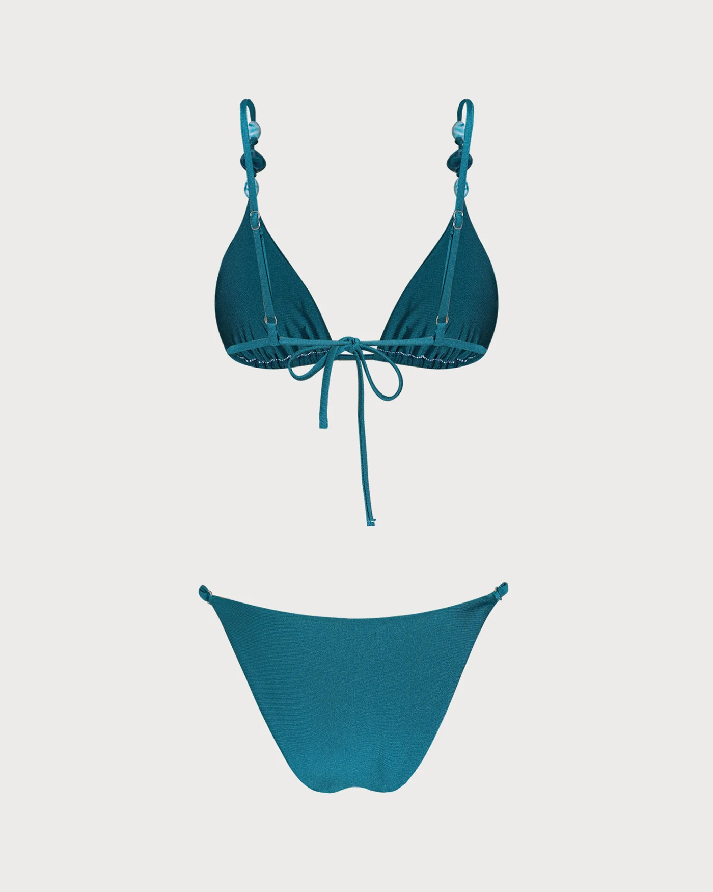 Turquoise Ruched Triangle Bikini Set - Image 3