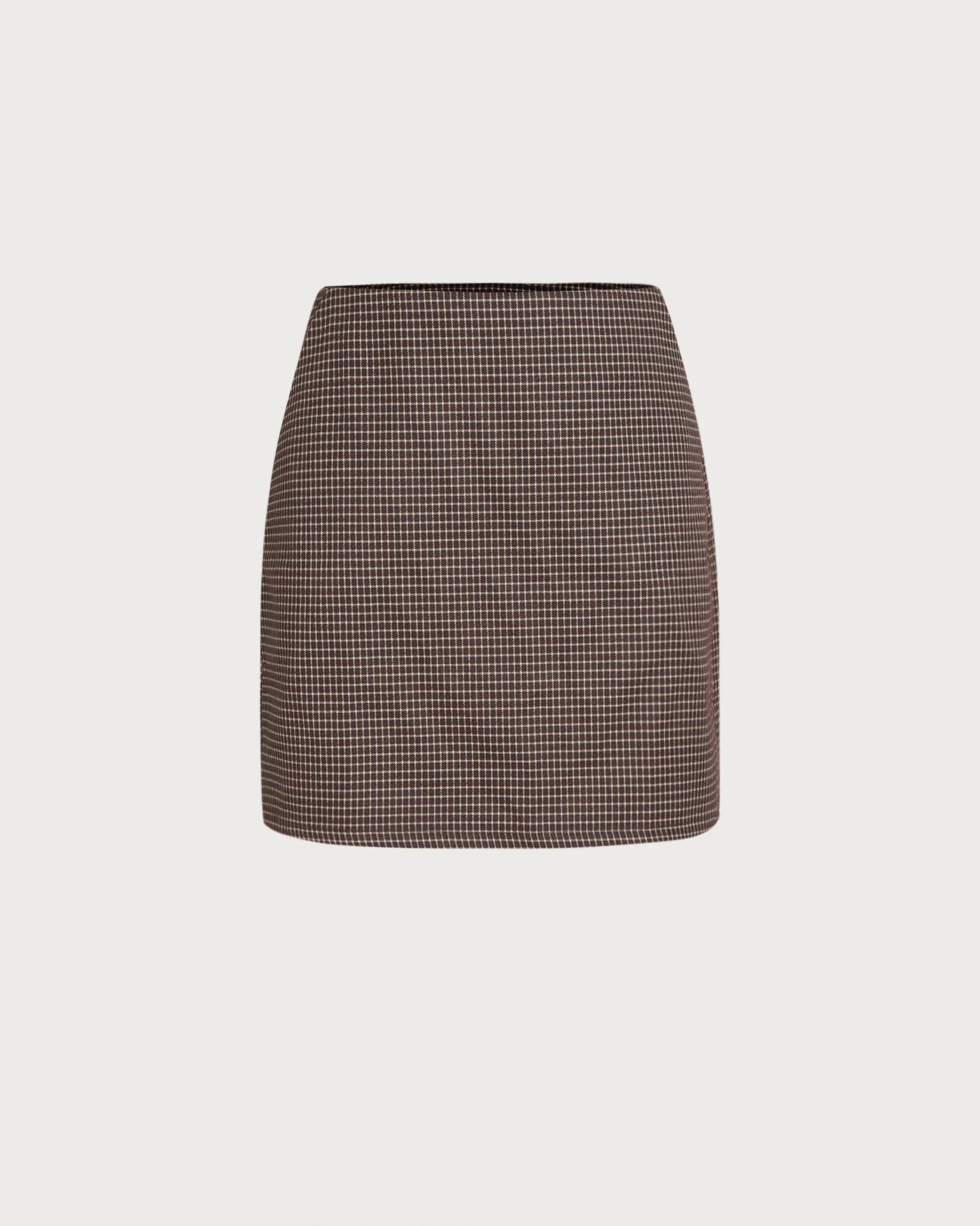 Coffee Plaid A-Line Mini Skirt - Image 6