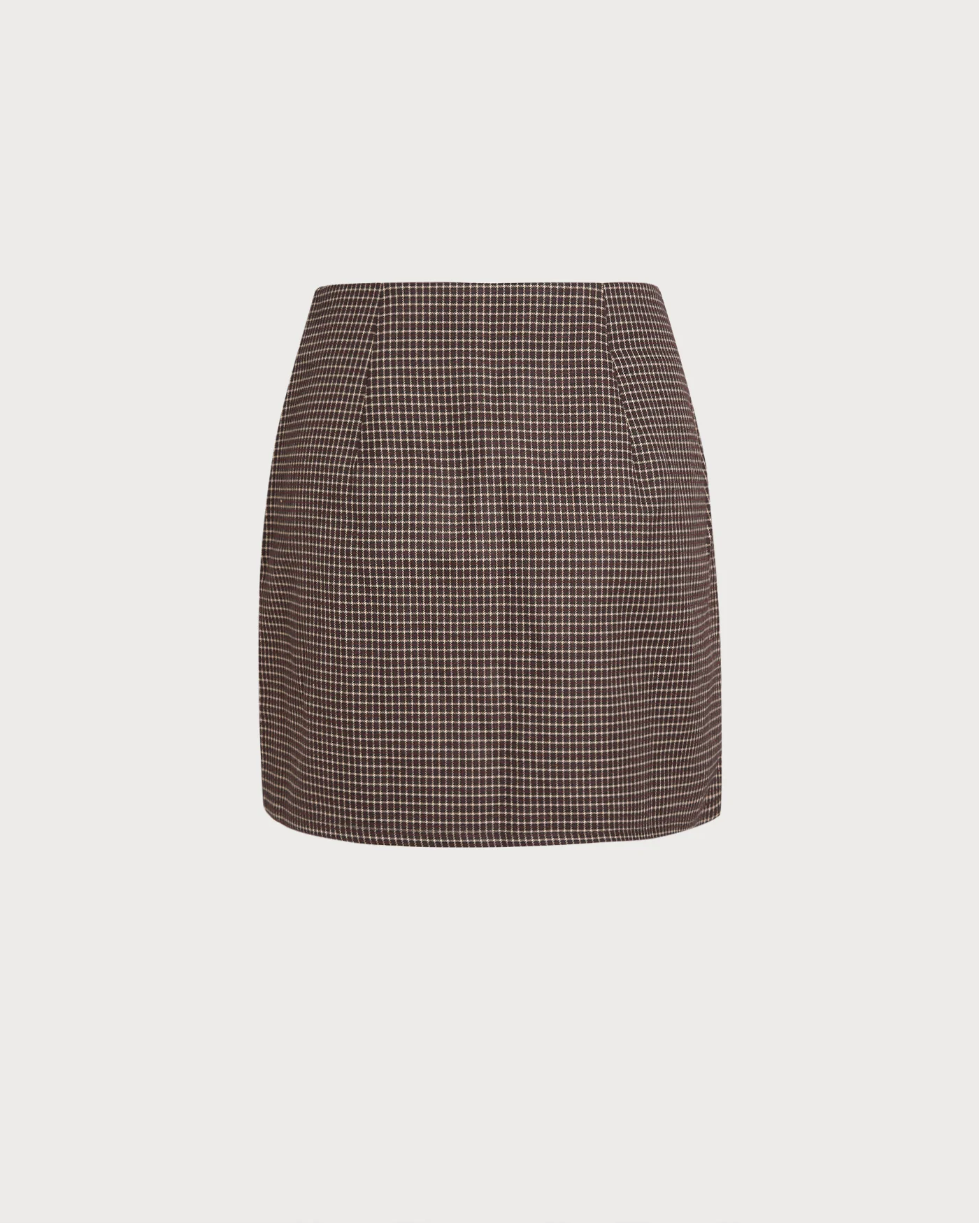 Coffee Plaid A-Line Mini Skirt - Image 7