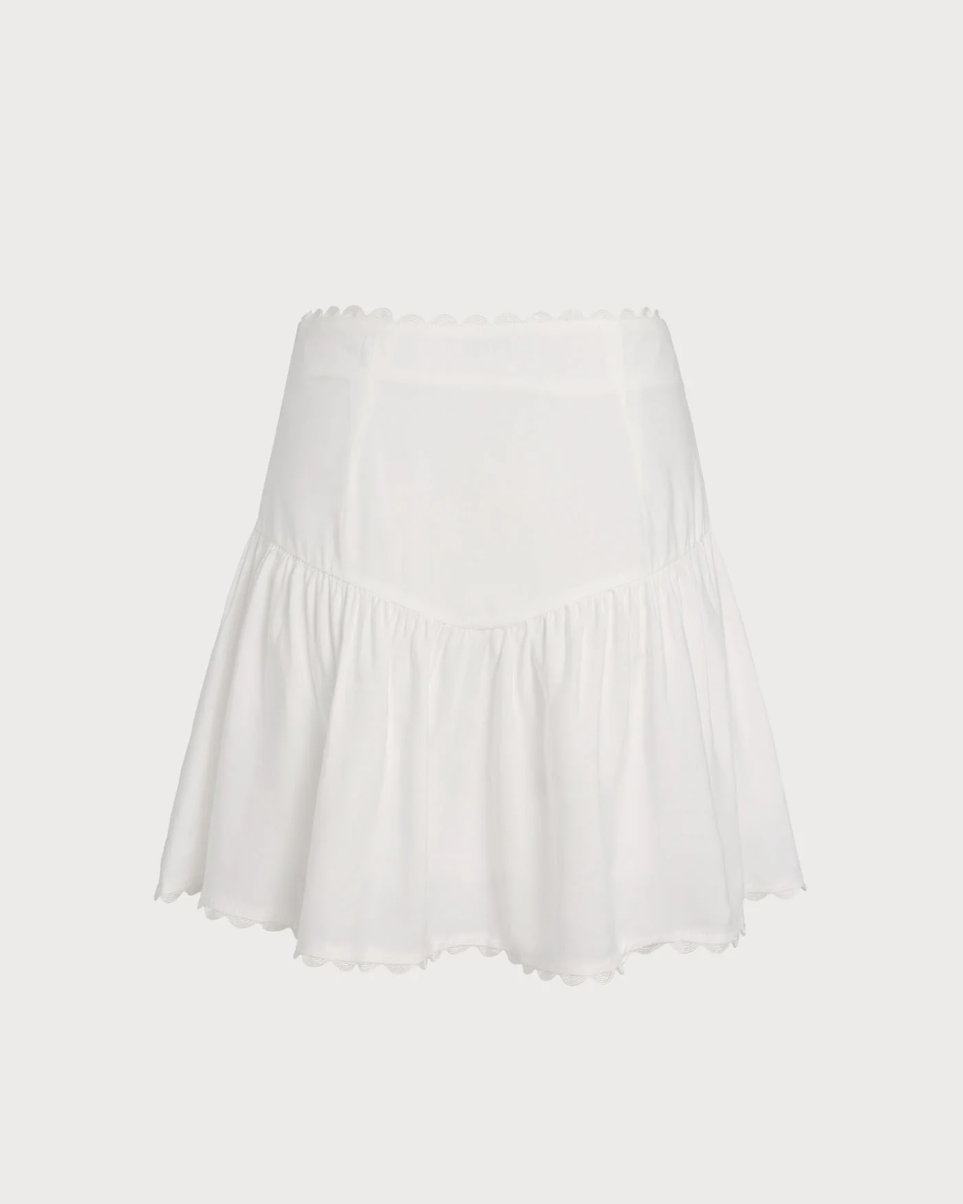 White Button Ruched Mini Skirt - Image 8