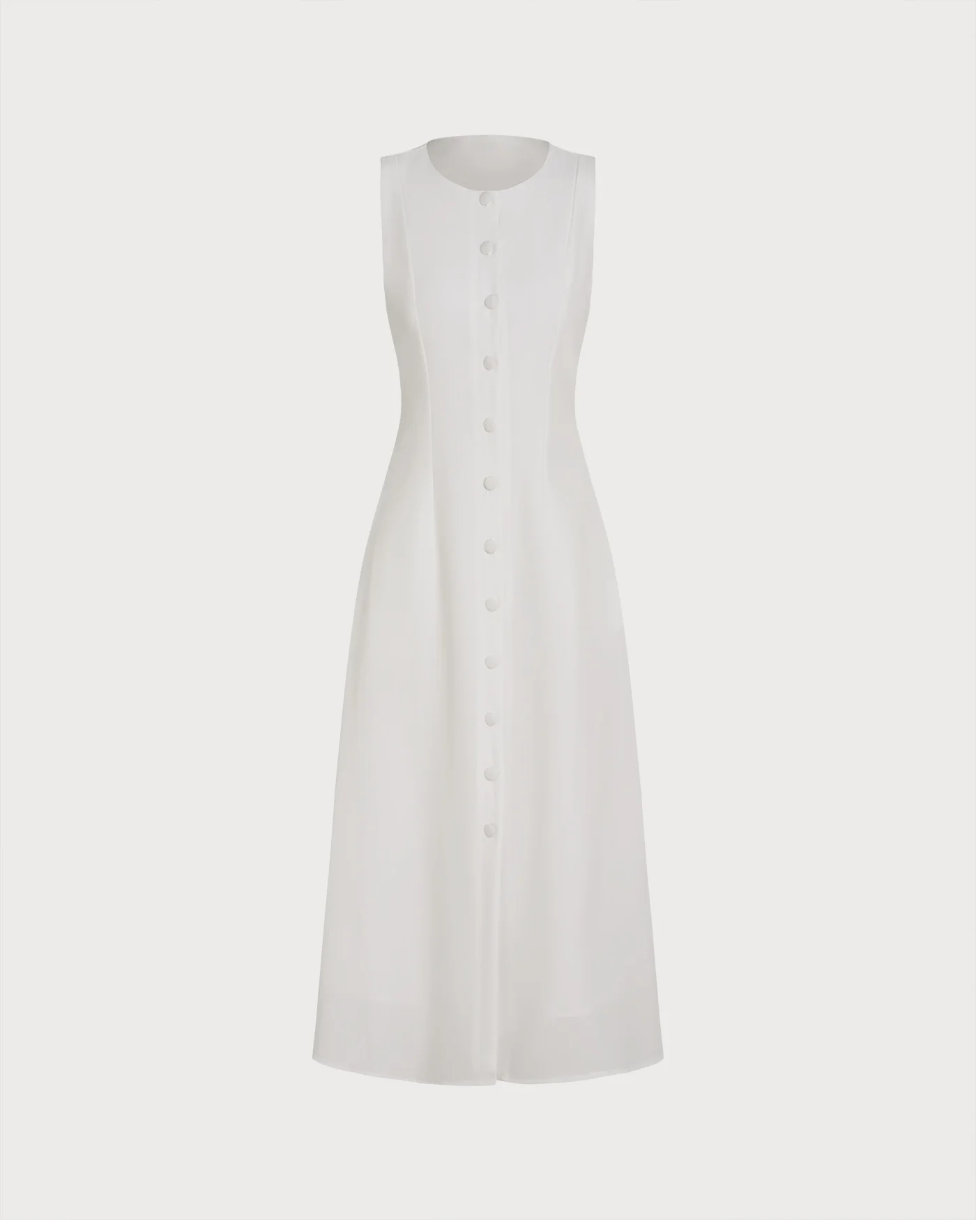 White Button Tie Tunic Midi Dress - Image 5
