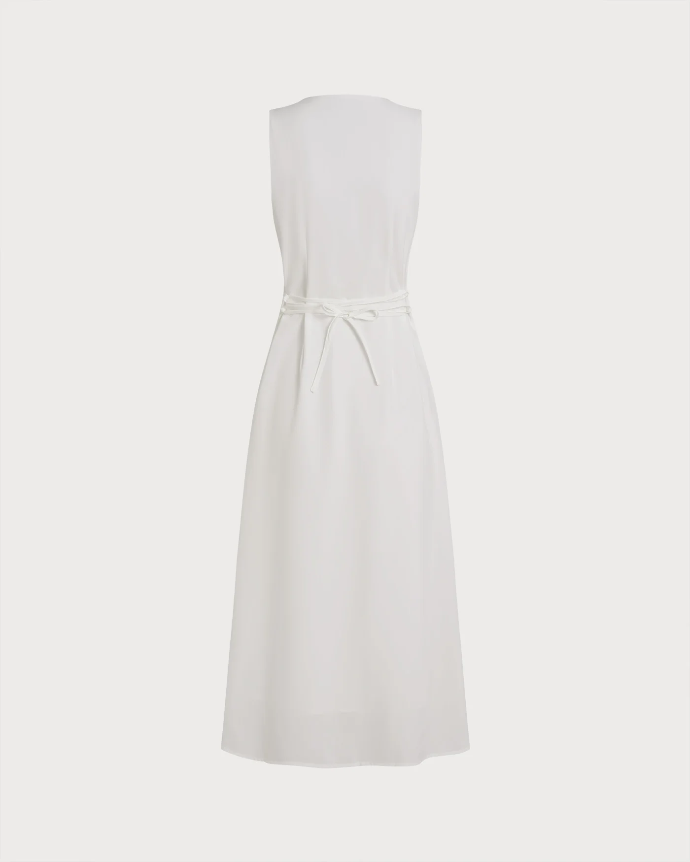 White Button Tie Tunic Midi Dress - Image 6
